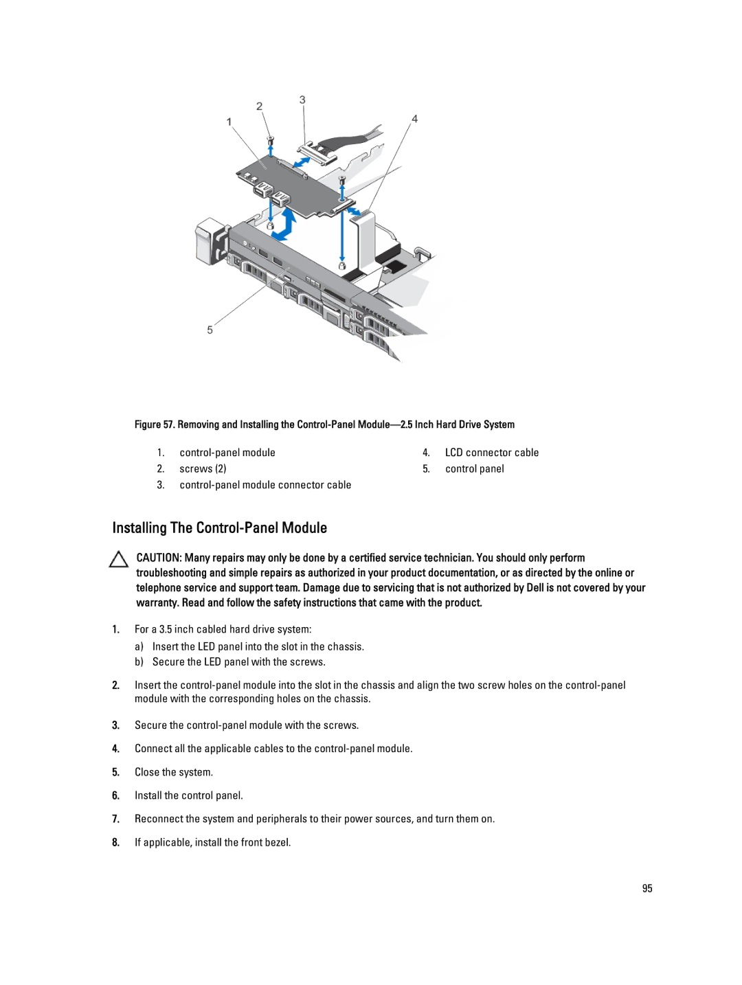 Dell R320 owner manual Installing The Control-Panel Module 