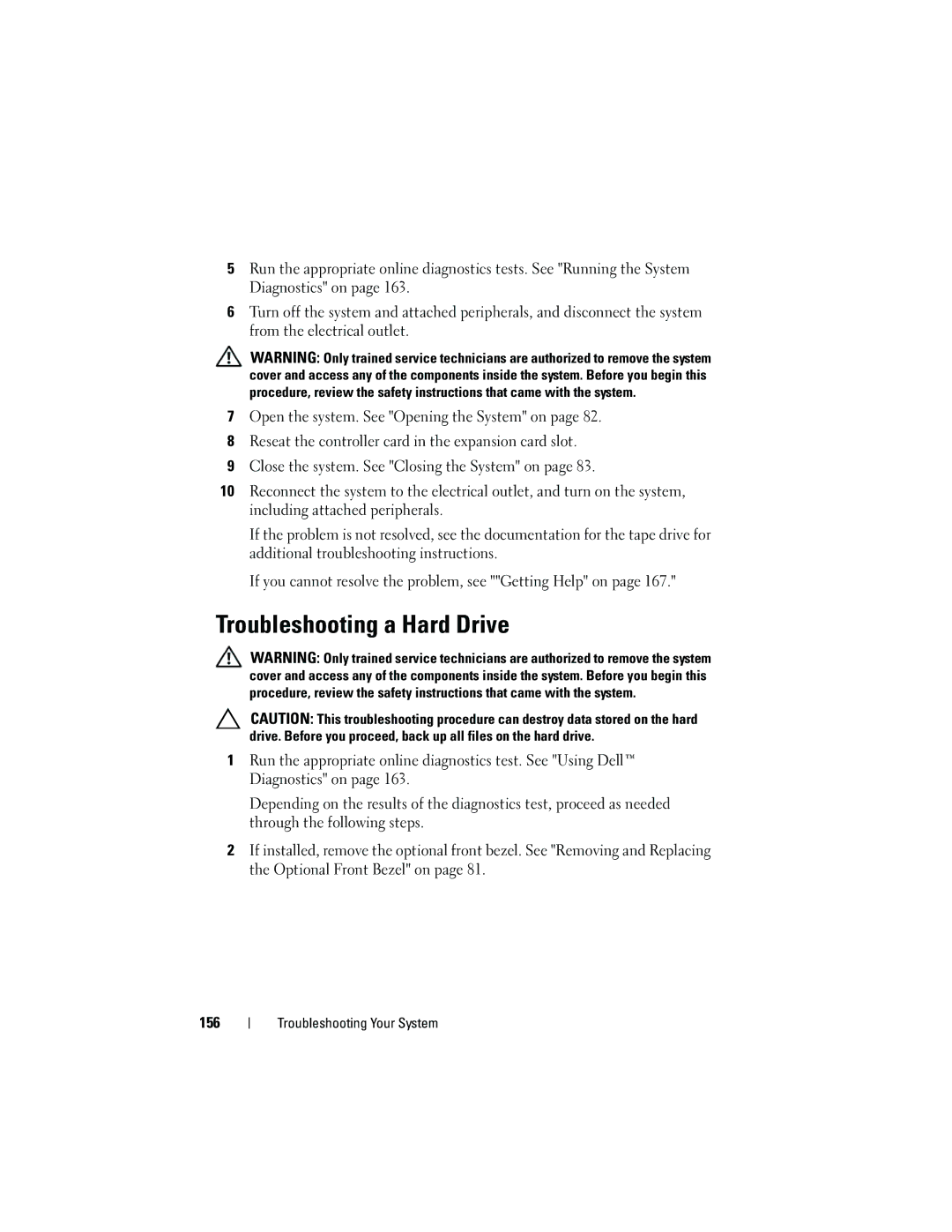 Dell R410 owner manual Troubleshooting a Hard Drive 