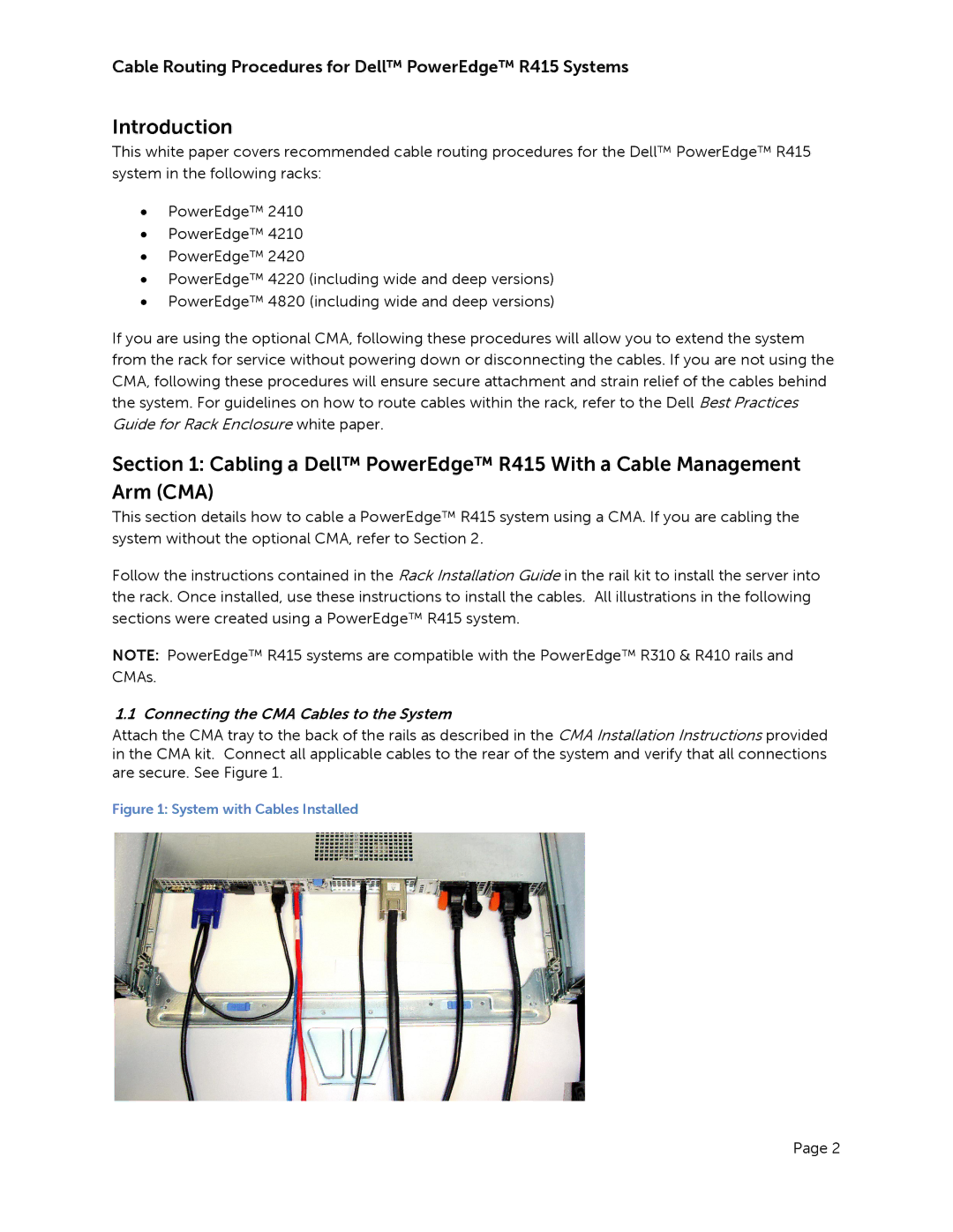 Dell R415 manual Introduction, Connecting the CMA Cables to the System 