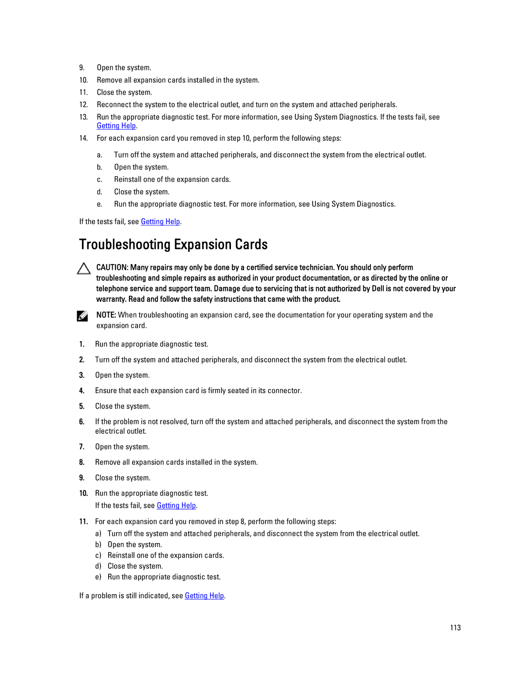 Dell E18S001, R420 owner manual Troubleshooting Expansion Cards 