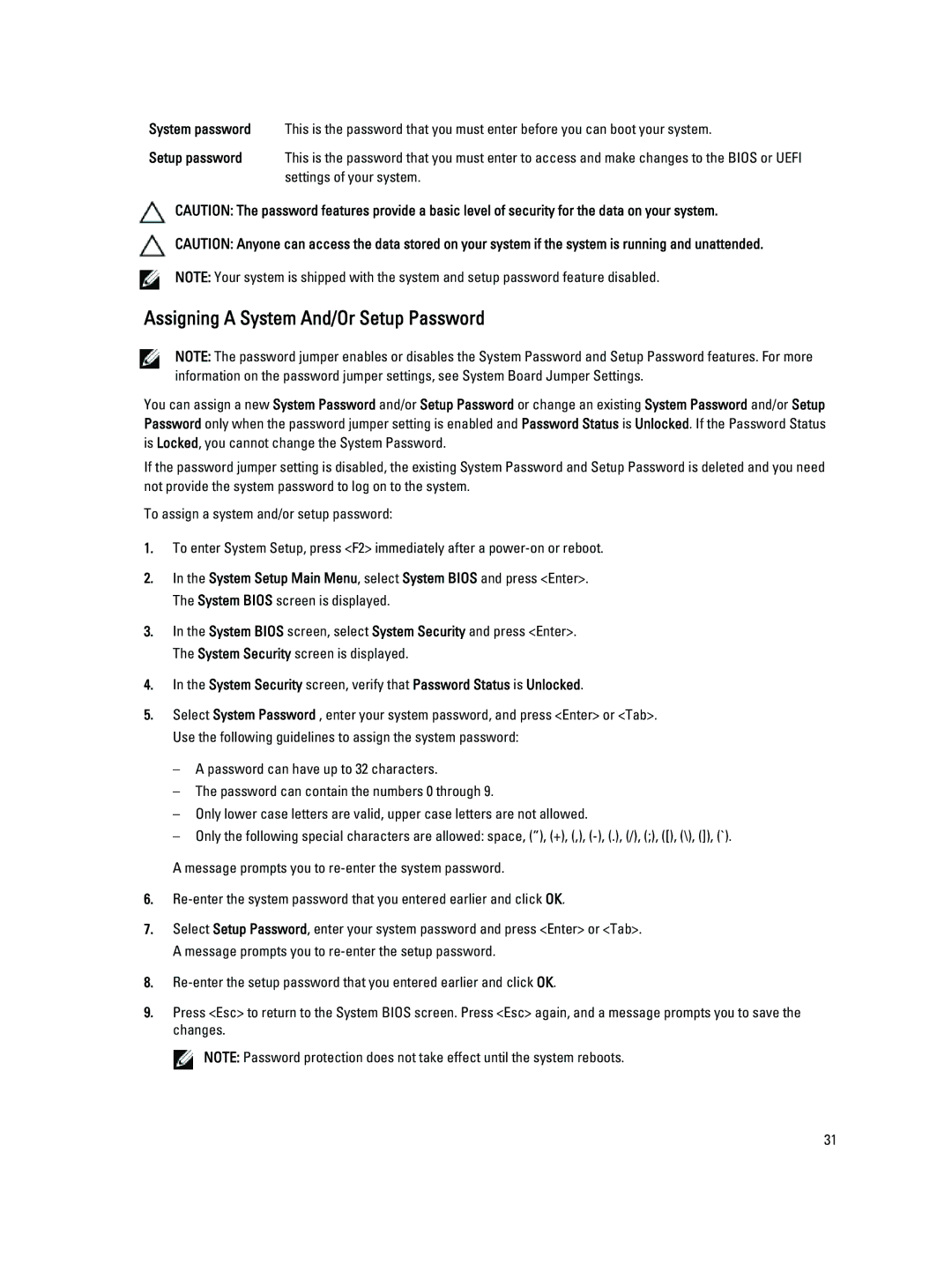 Dell R420, E18S001 owner manual Assigning a System And/Or Setup Password 