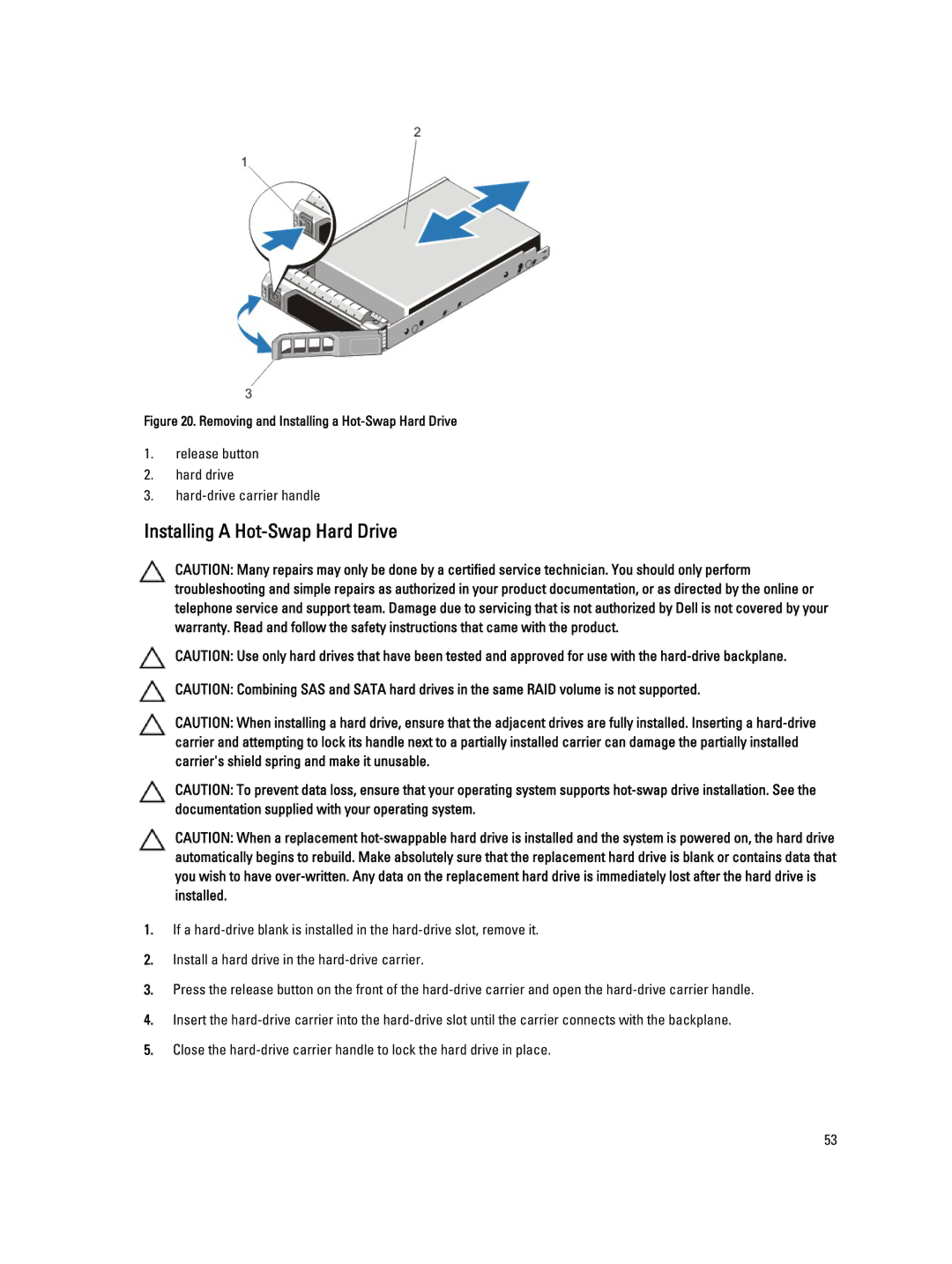 Dell E18S001, R420 owner manual Removing and Installing a Hot-Swap Hard Drive 