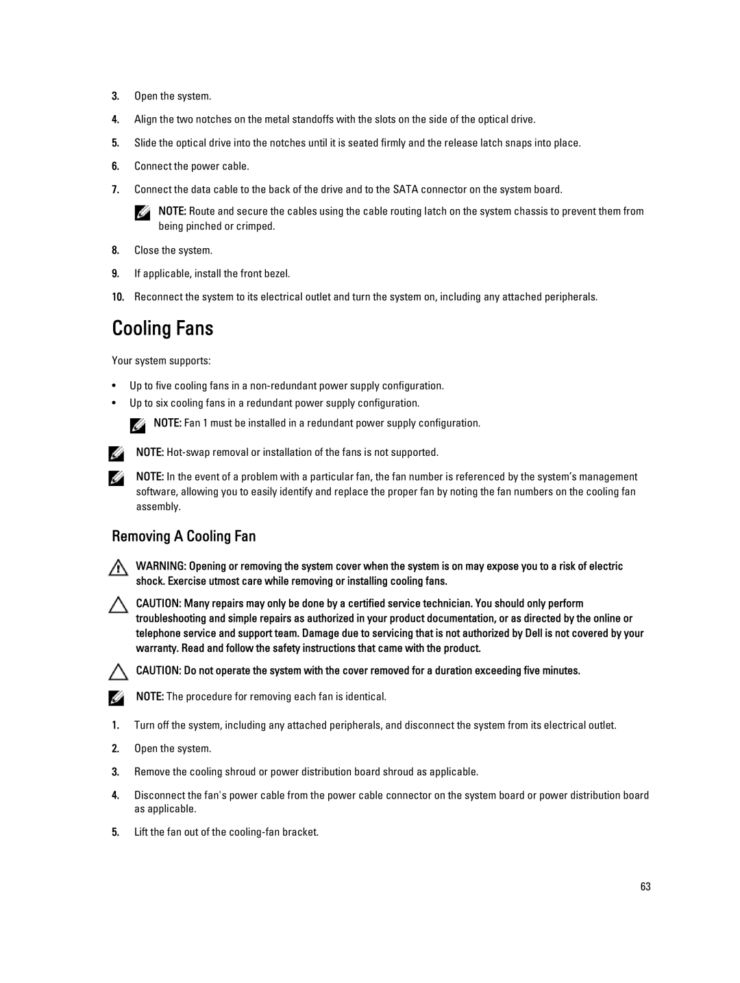 Dell R420, E18S001 owner manual Cooling Fans, Removing a Cooling Fan 