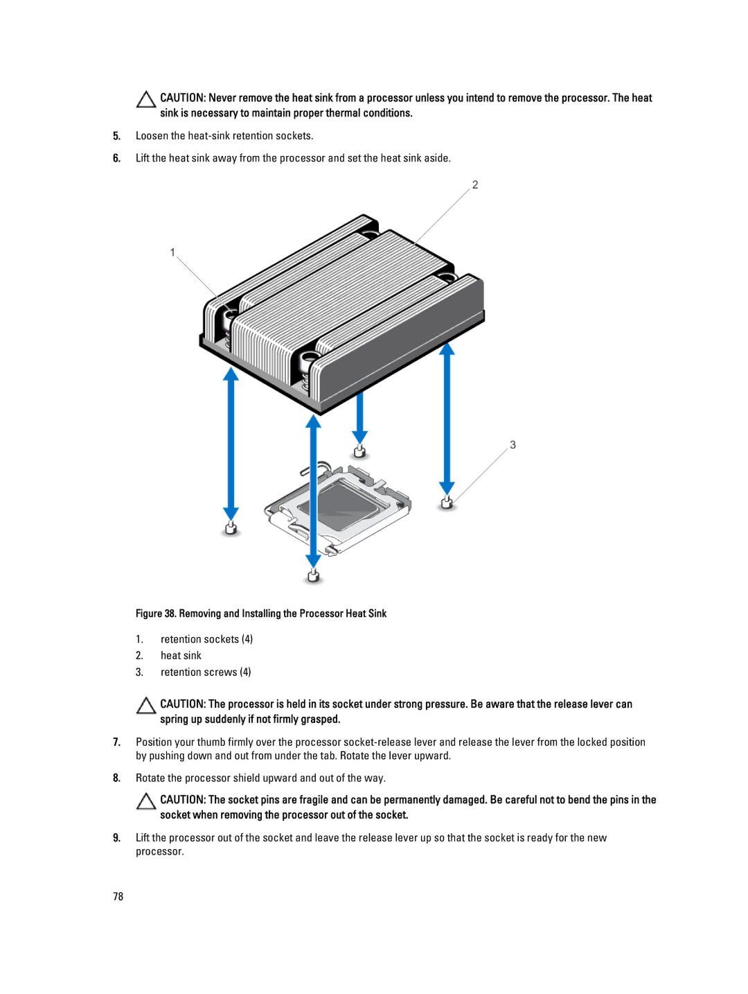 Dell R420, E18S001 owner manual Removing and Installing the Processor Heat Sink 