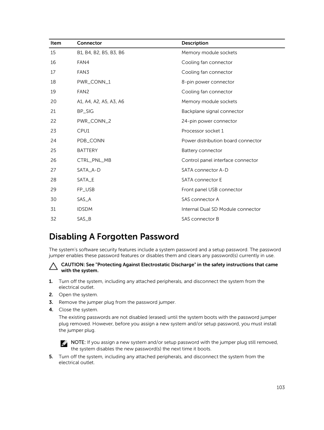 Dell R420xr owner manual Disabling a Forgotten Password 