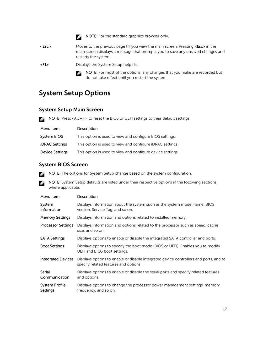 Dell R420xr owner manual System Setup Options, System Setup Main Screen, System Bios Screen 