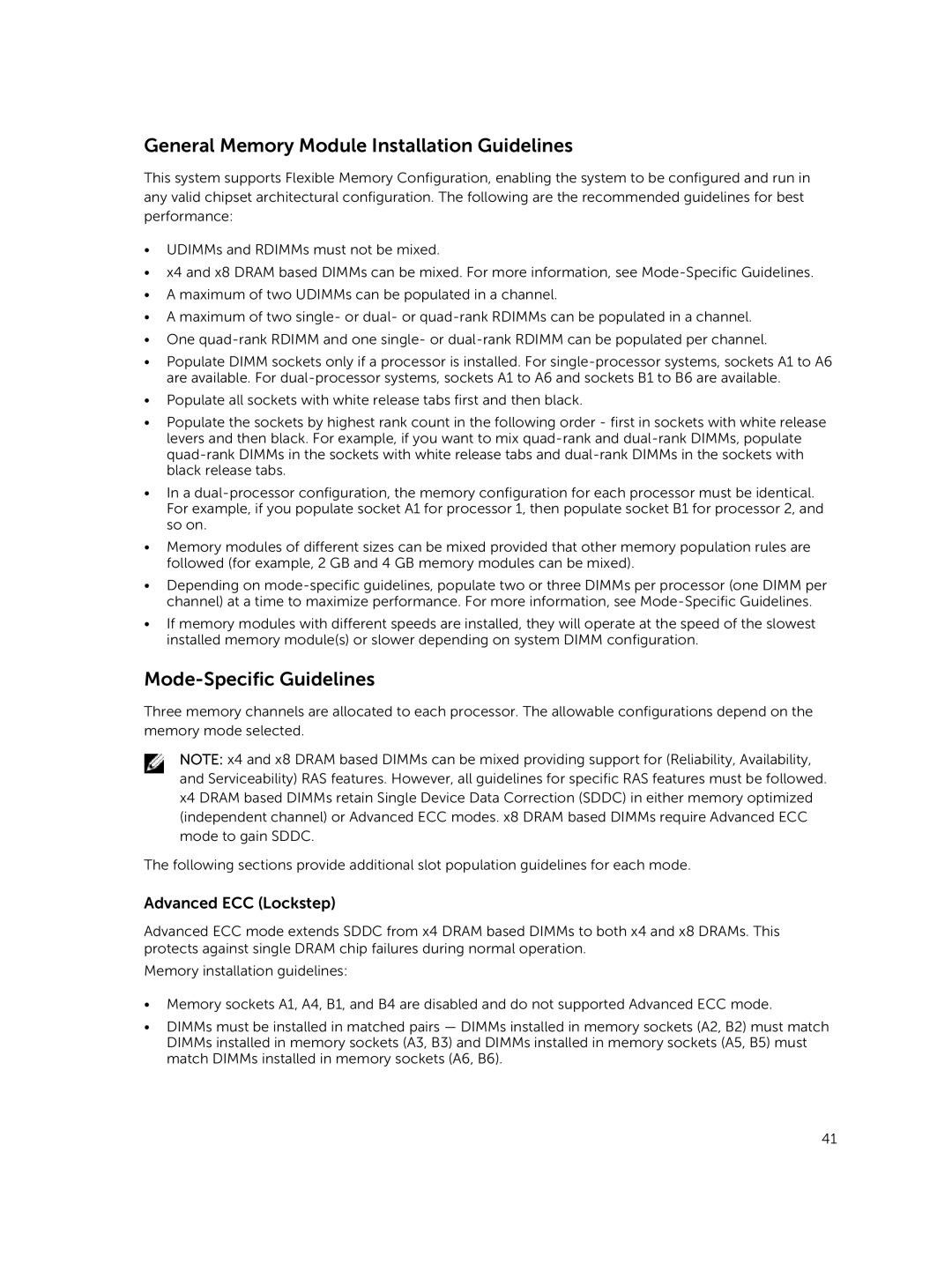 Dell R420xr owner manual General Memory Module Installation Guidelines, Mode-Specific Guidelines 