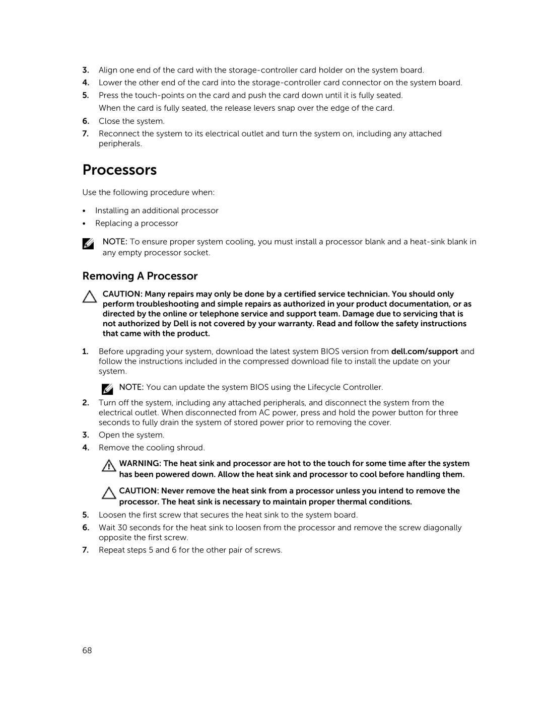 Dell R420xr owner manual Processors, Removing a Processor 