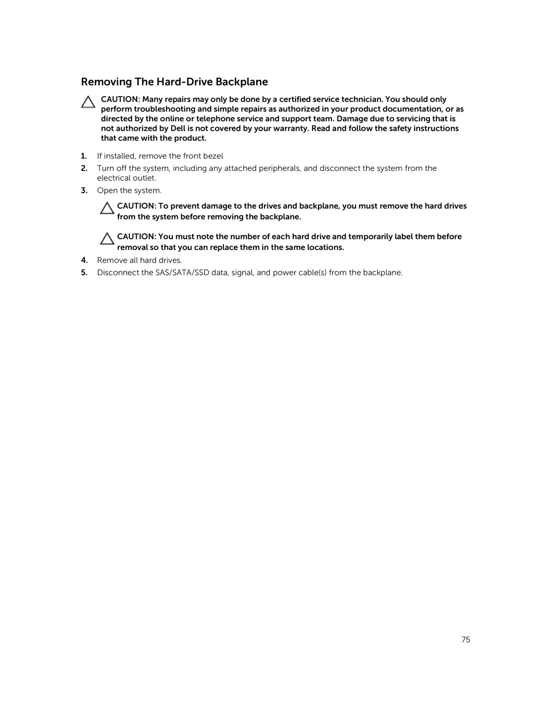 Dell R420xr owner manual Removing The Hard-Drive Backplane 