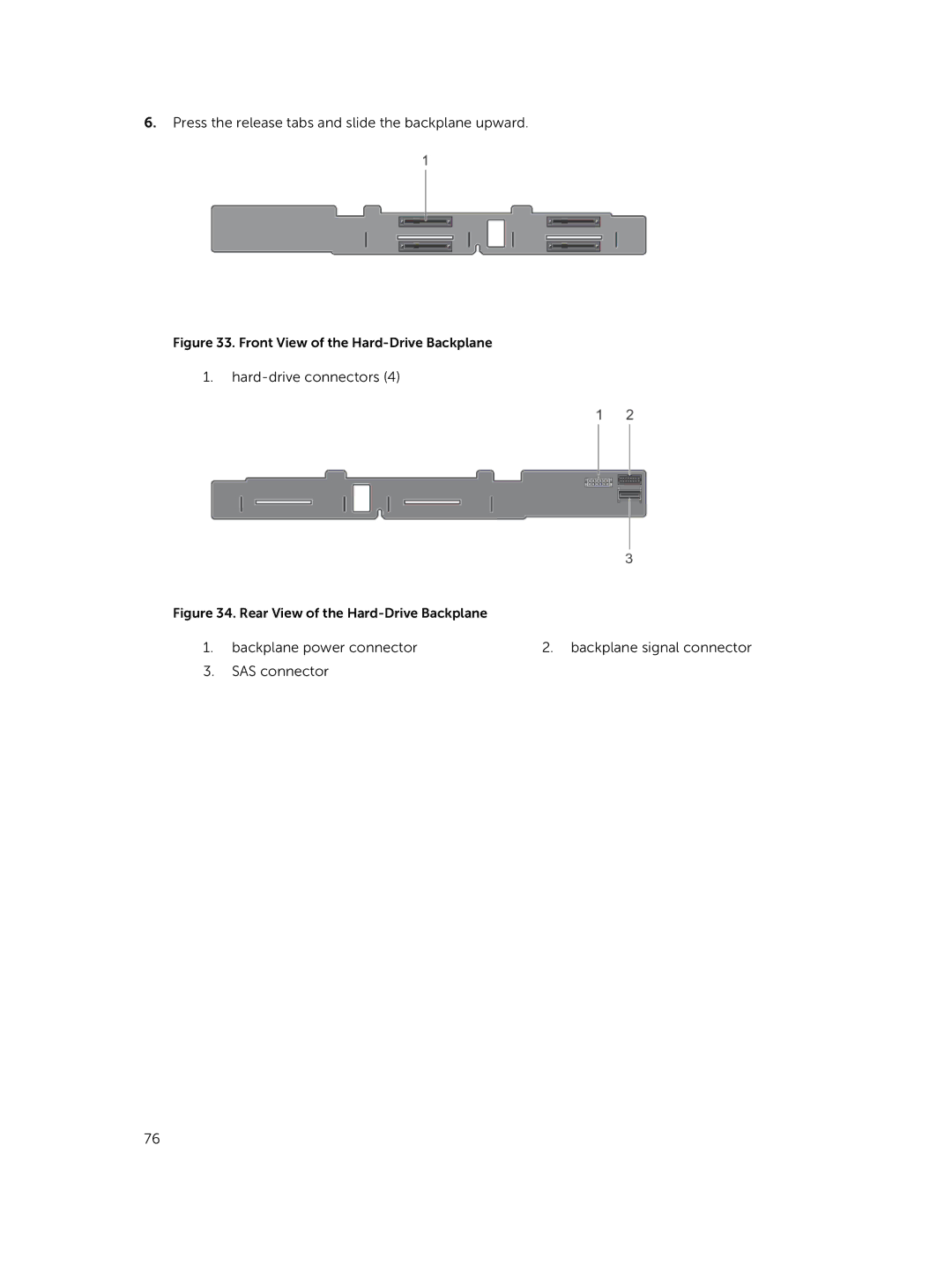 Dell R420xr owner manual Press the release tabs and slide the backplane upward 