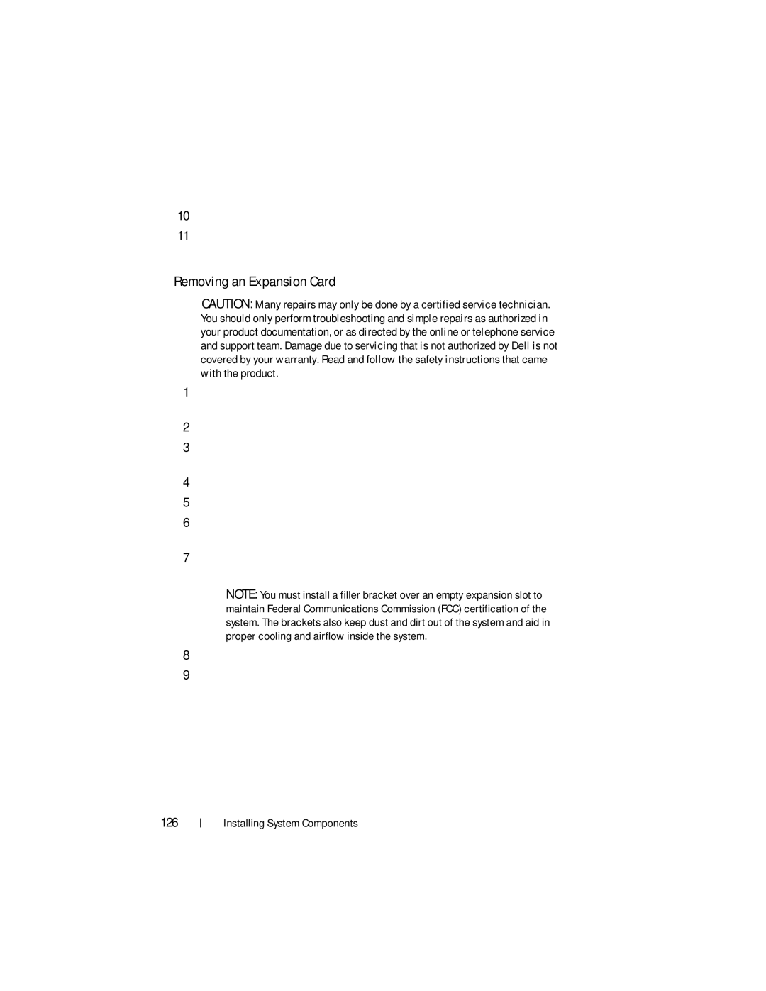 Dell R510 owner manual Removing an Expansion Card 