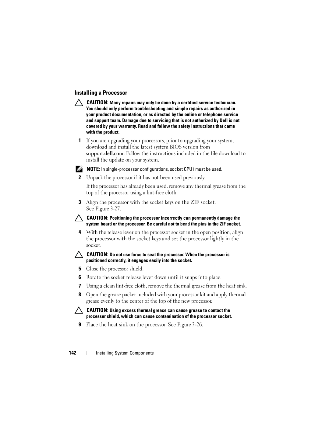 Dell R510 owner manual Installing a Processor 