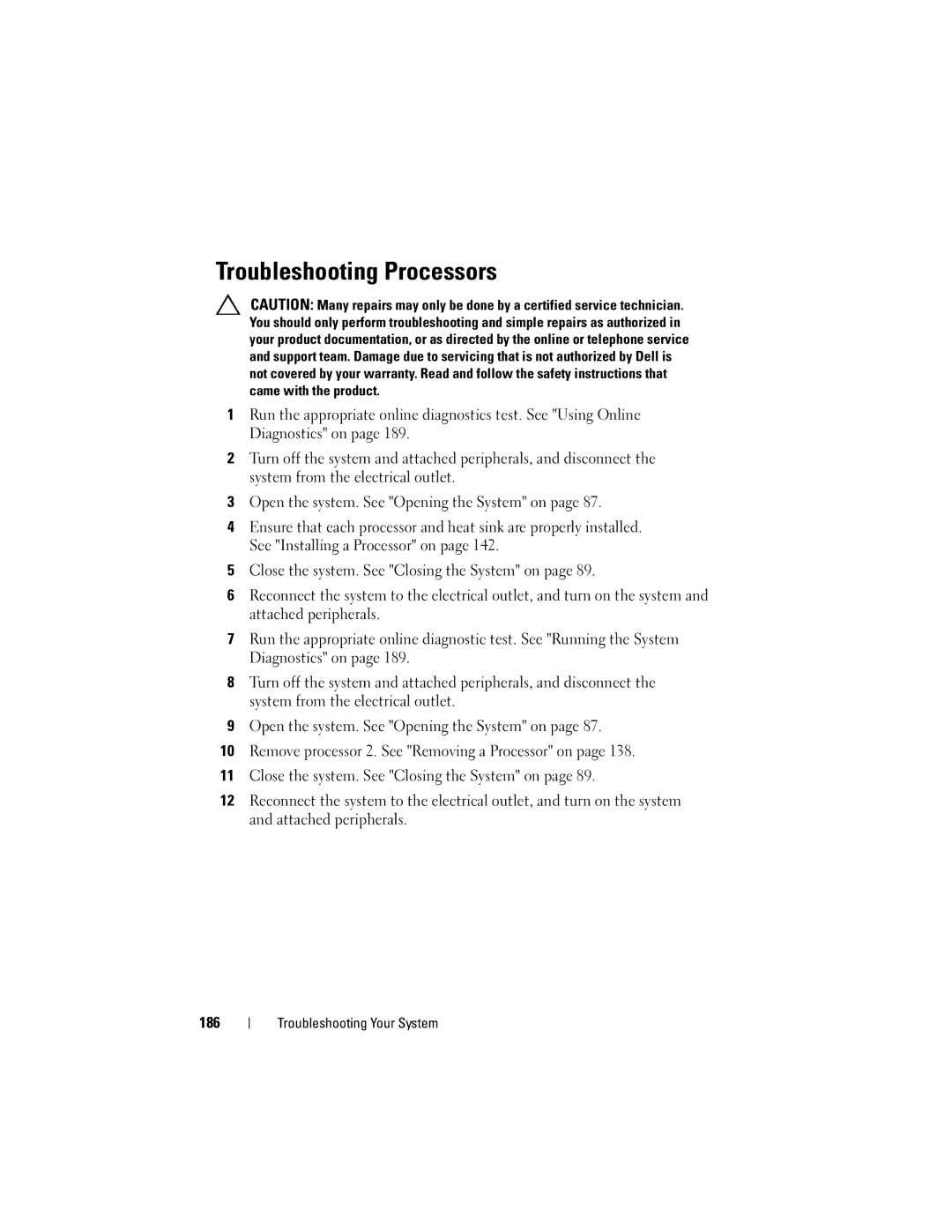 Dell R510 owner manual Troubleshooting Processors 