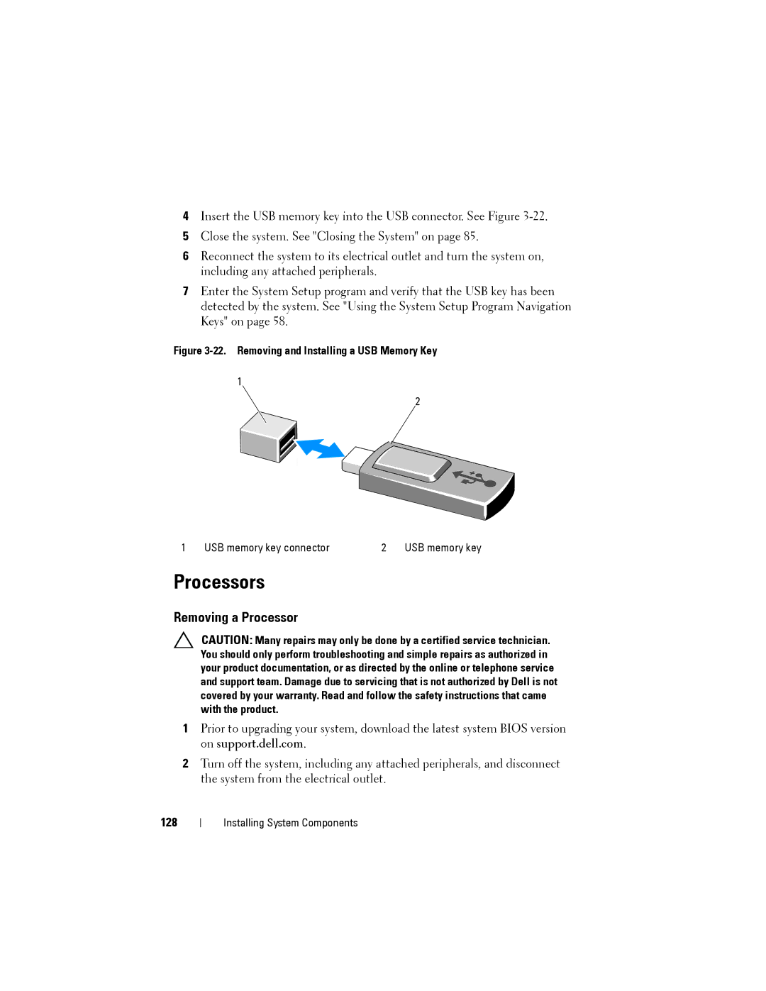 Dell R515 owner manual Processors, Removing a Processor, 128 