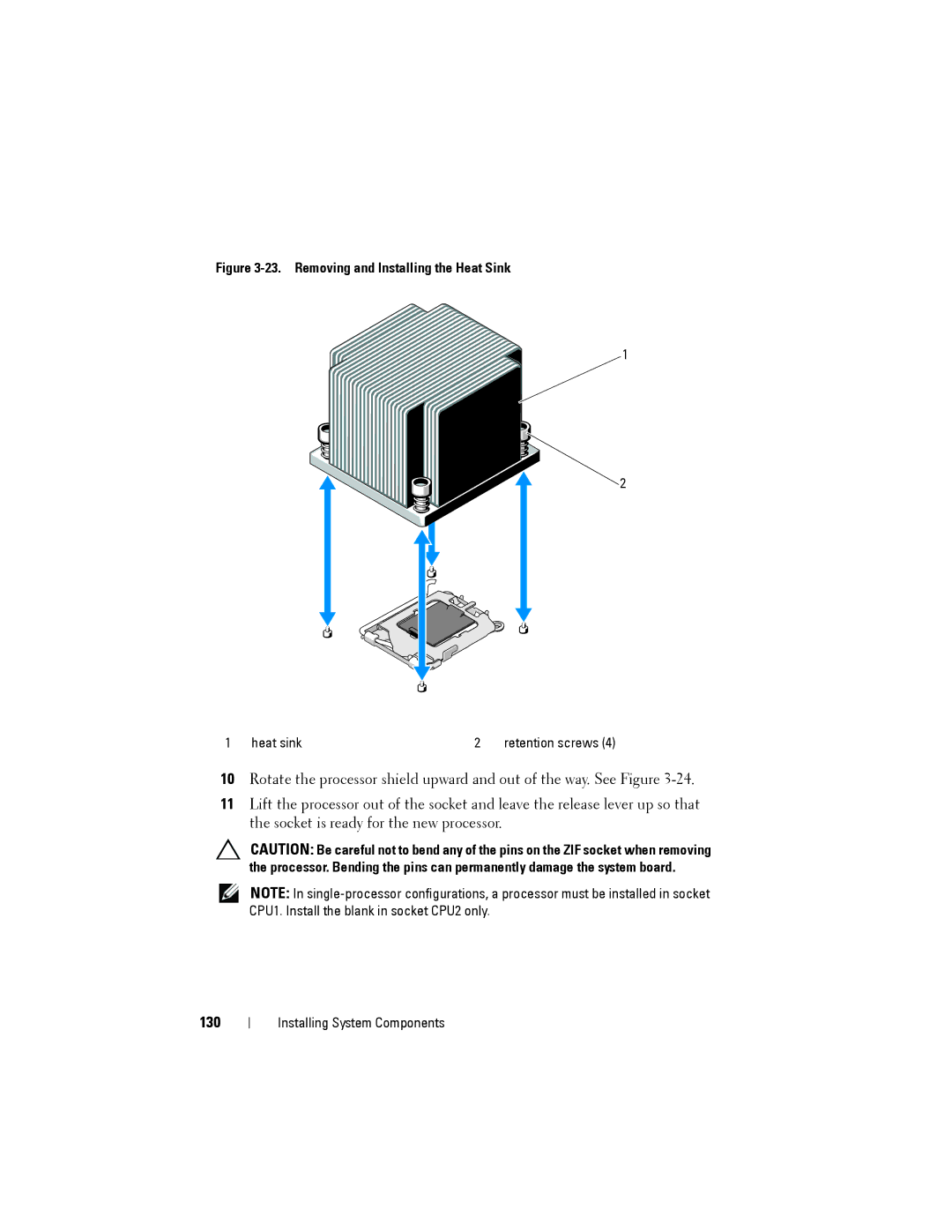 Dell R515 owner manual 130, Removing and Installing the Heat Sink 