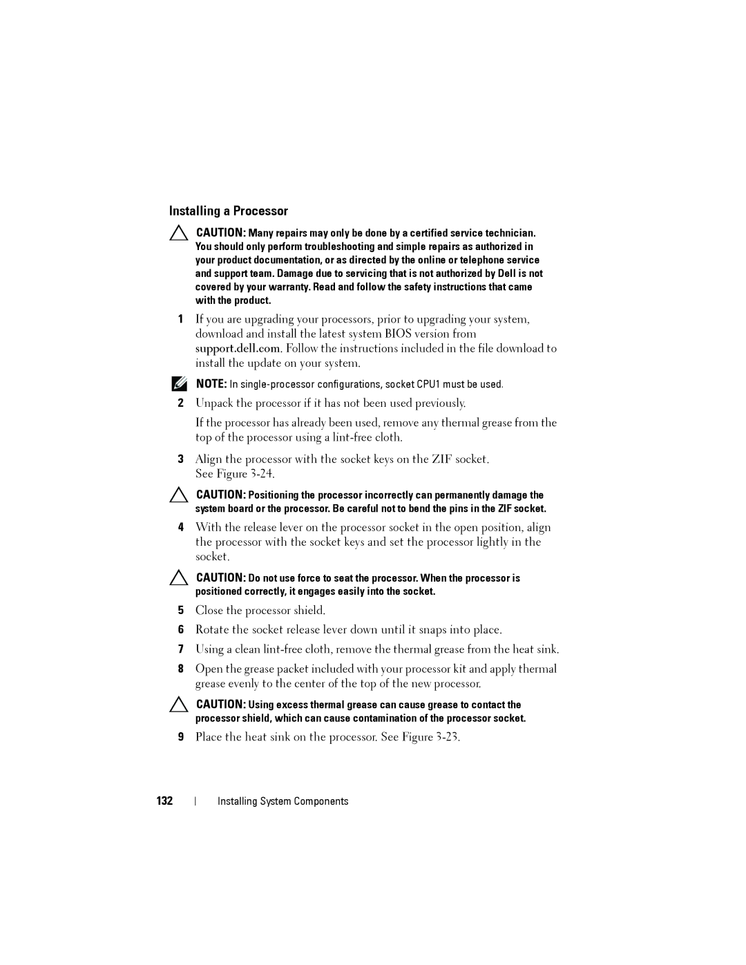 Dell R515 owner manual Installing a Processor, 132 