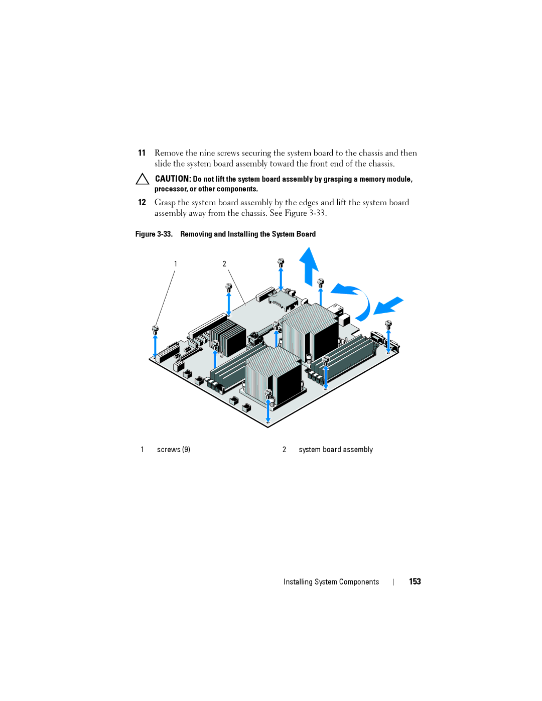 Dell R515 owner manual 153, Removing and Installing the System Board 