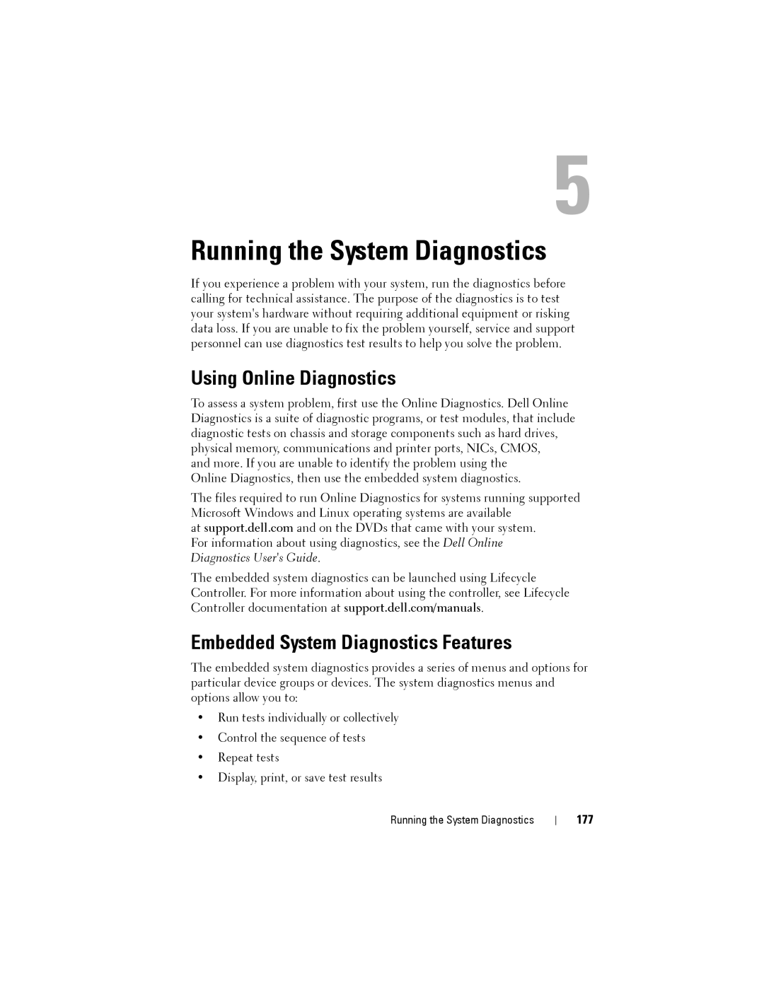 Dell R515 owner manual Using Online Diagnostics, Embedded System Diagnostics Features, 177 