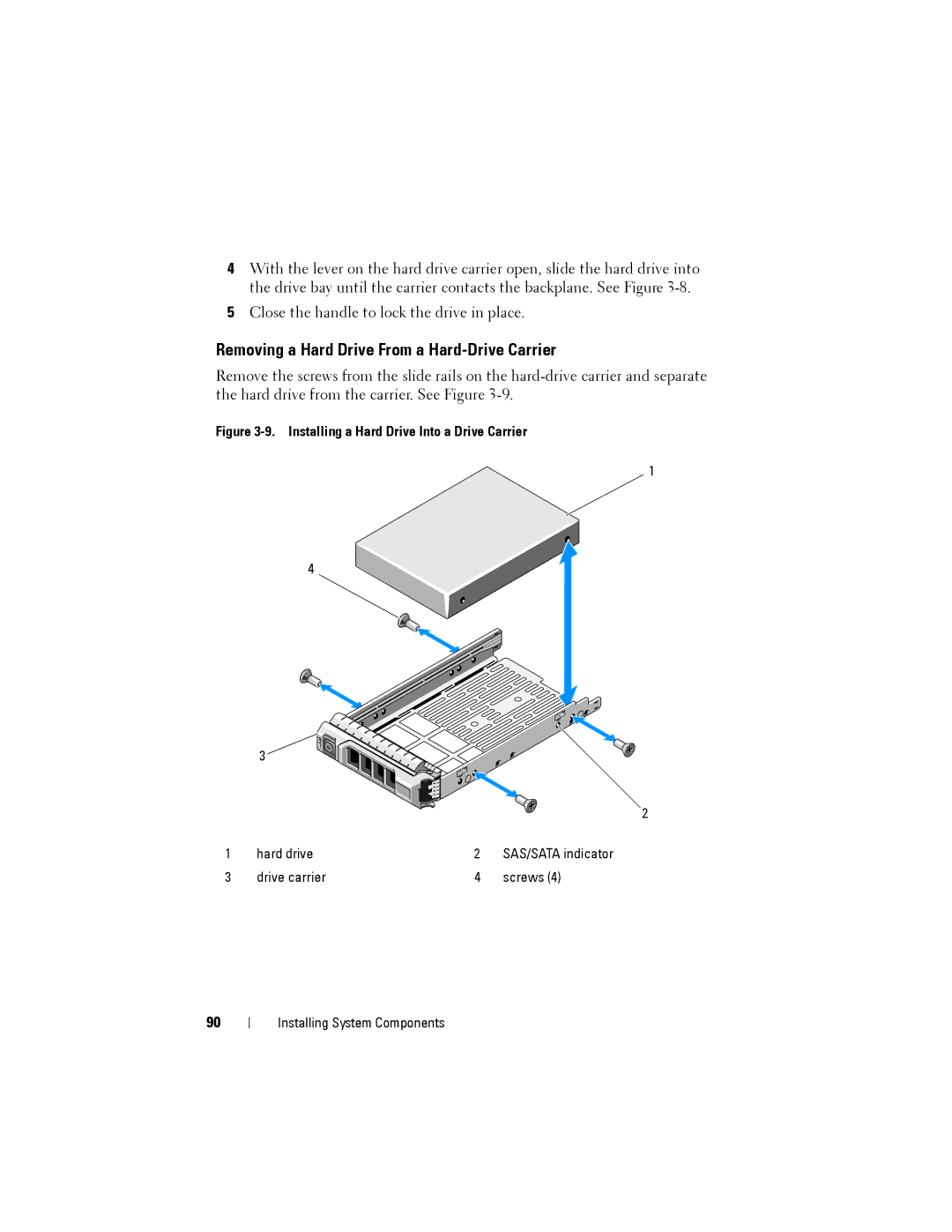 Dell R515 owner manual Removing a Hard Drive From a Hard-Drive Carrier, Installing a Hard Drive Into a Drive Carrier 