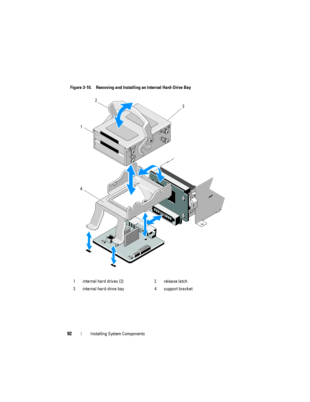 Dell R515 owner manual Removing and Installing an Internal Hard-Drive Bay 