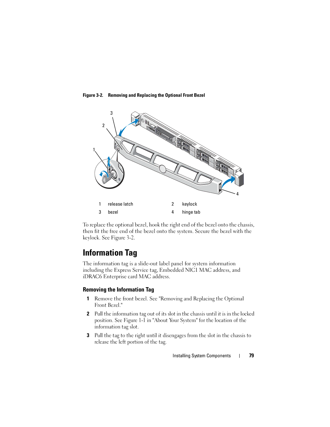 Dell A03, R610 owner manual Removing the Information Tag 