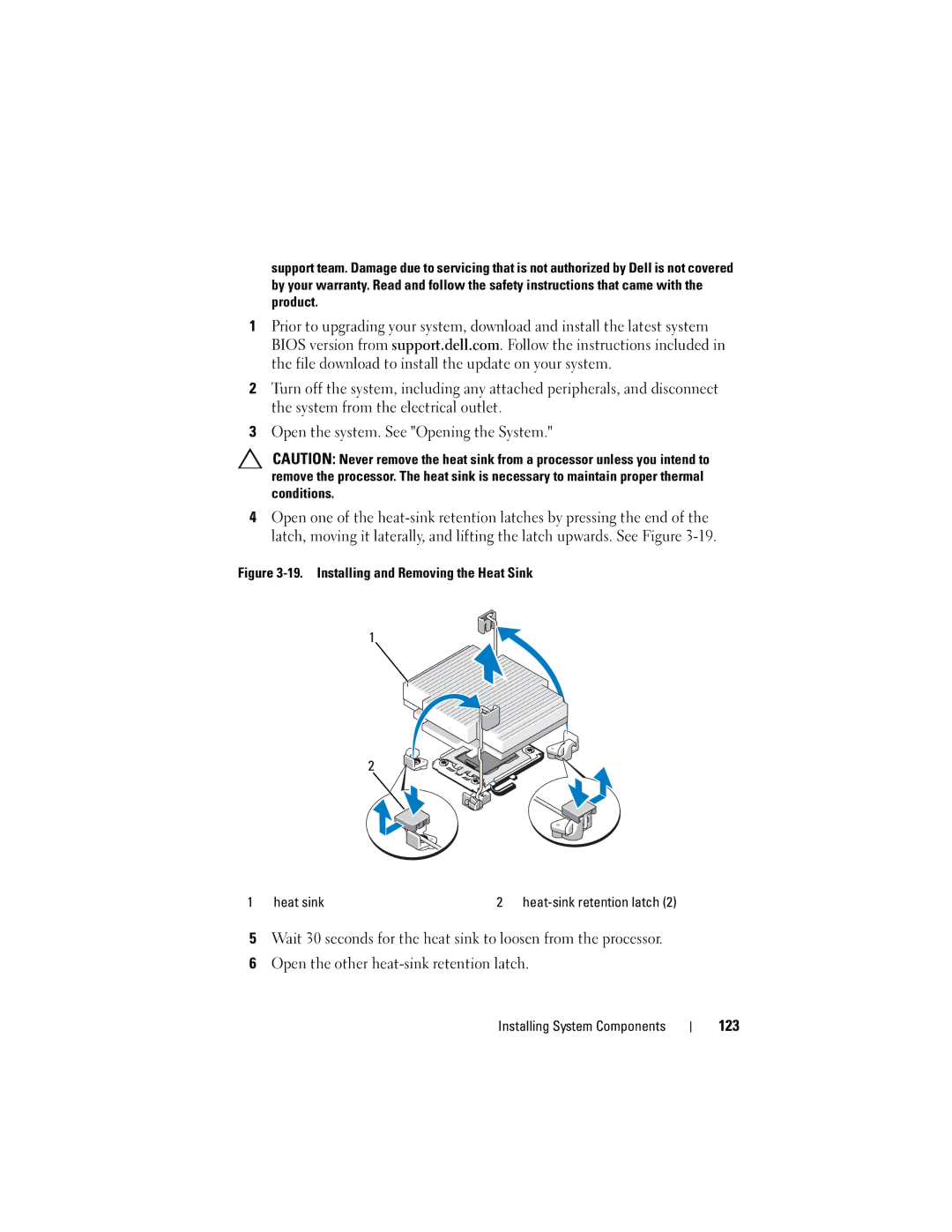 Dell R610 owner manual 123, Installing and Removing the Heat Sink Heat sink 