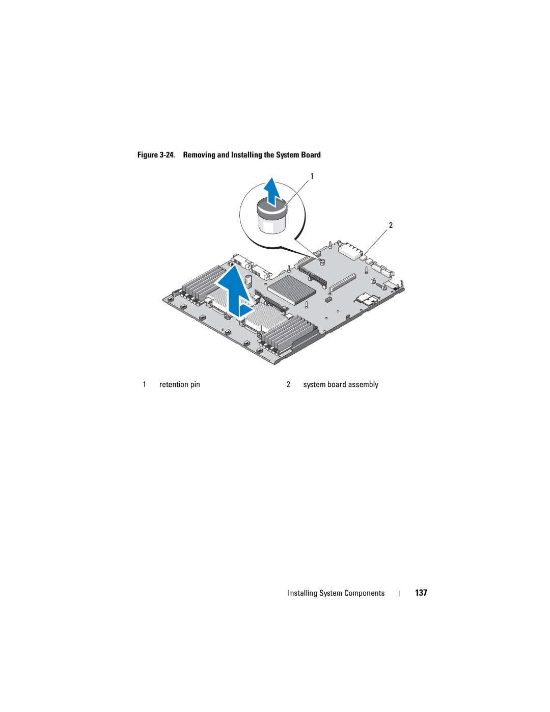 Dell R610 owner manual 137, Removing and Installing the System Board Retention pin 