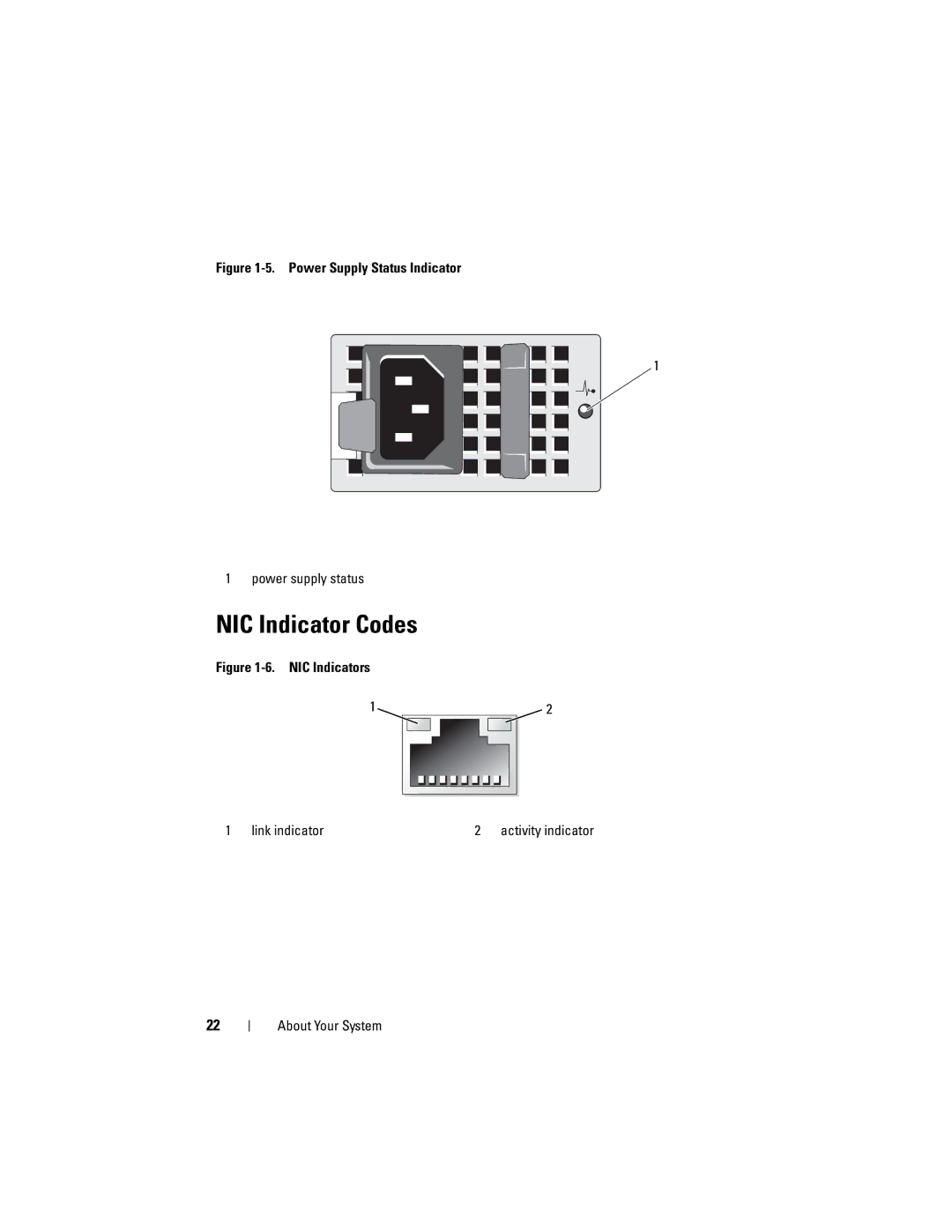 Dell R610 owner manual NIC Indicator Codes, Link indicator 