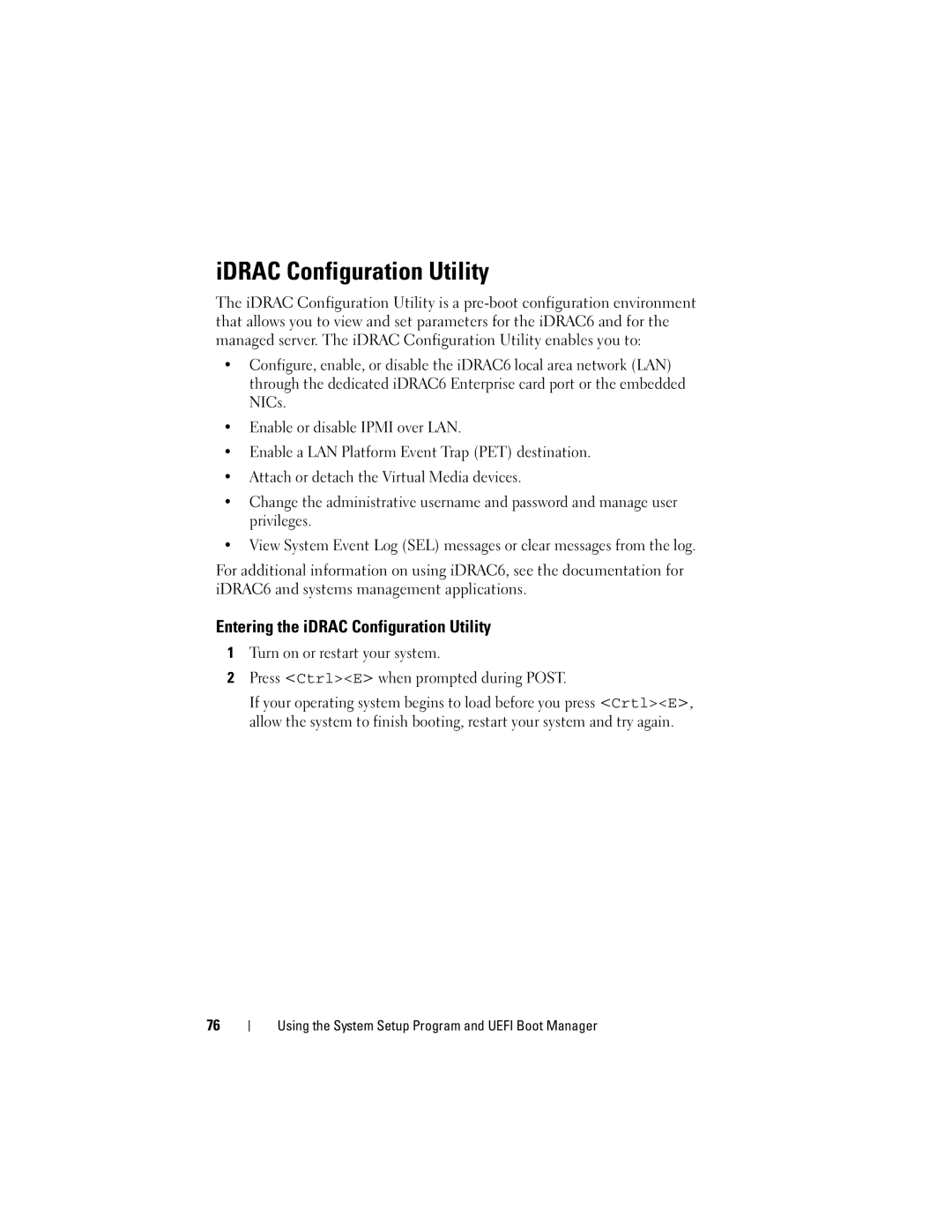 Dell R610 owner manual IDRAC Configuration Utility, Entering the iDRAC Configuration Utility 