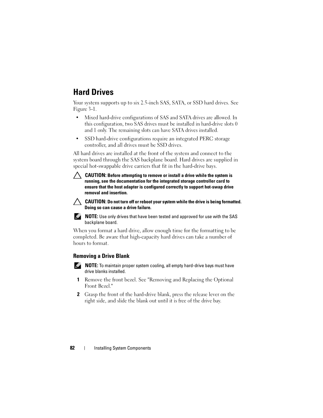 Dell R610 owner manual Hard Drives, Removing a Drive Blank 