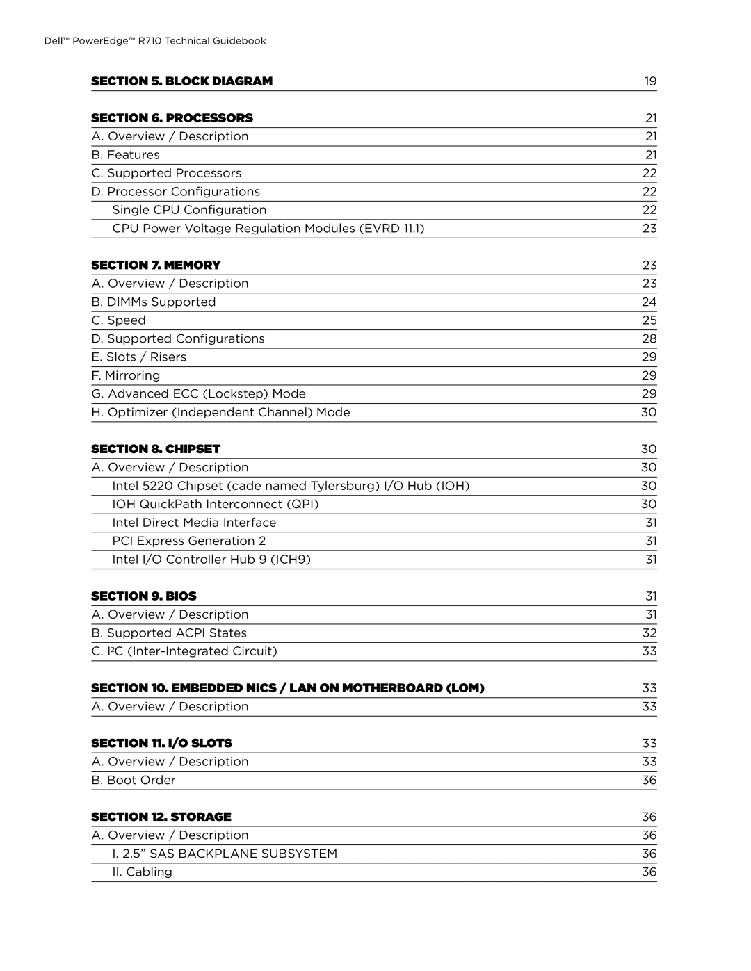 Dell R610 manual Block Diagram Processors, Memory, Chipset, Bios, Embedded NICs / LAN on Motherboard LOM, O Slots, Storage 