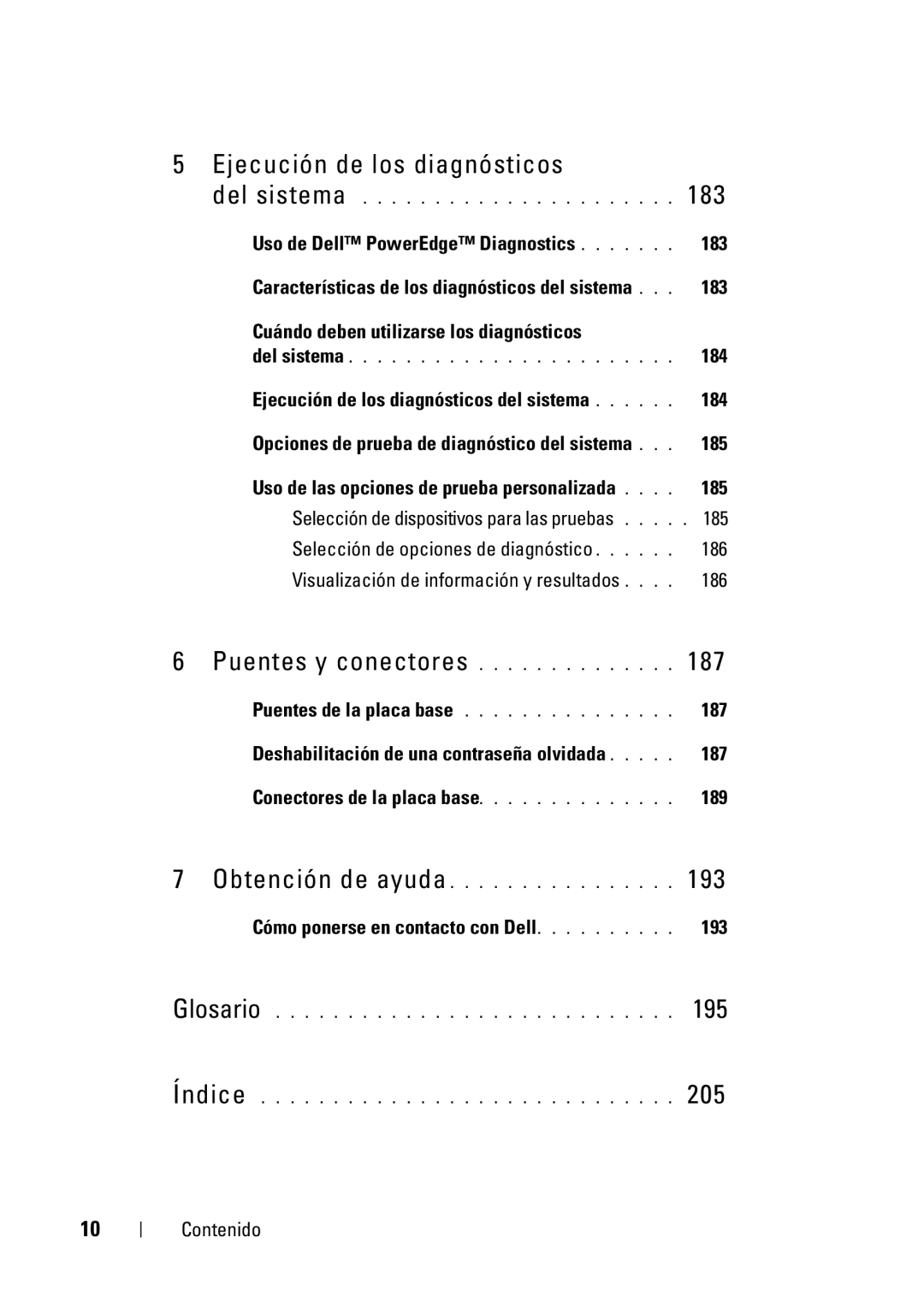 Dell R610 manual Selección de opciones de diagnóstico, Visualización de información y resultados, 187 