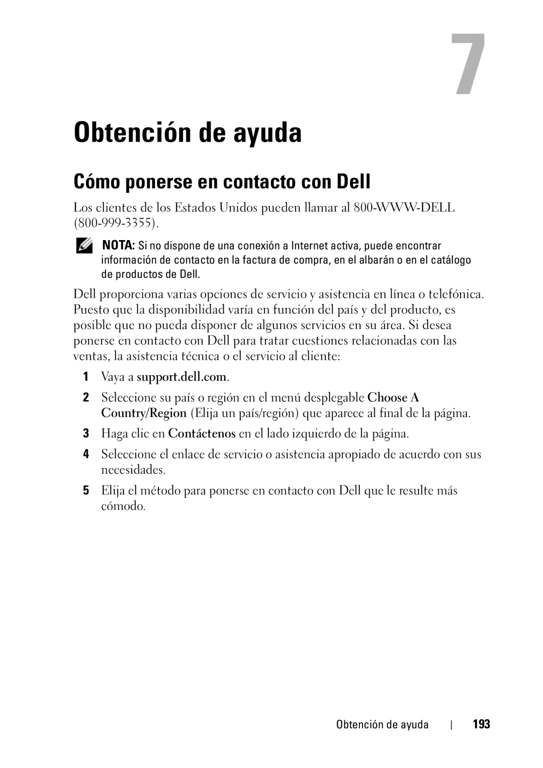 Dell R610 manual Cómo ponerse en contacto con Dell, 193, Obtención de ayuda 