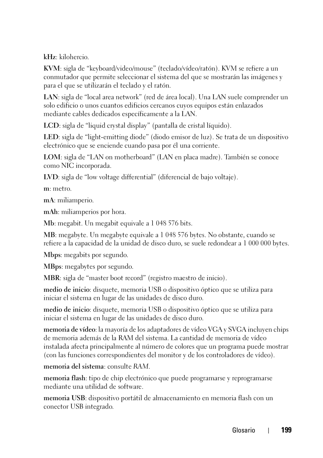 Dell R610 manual 199, Memoria del sistema consulte RAM 