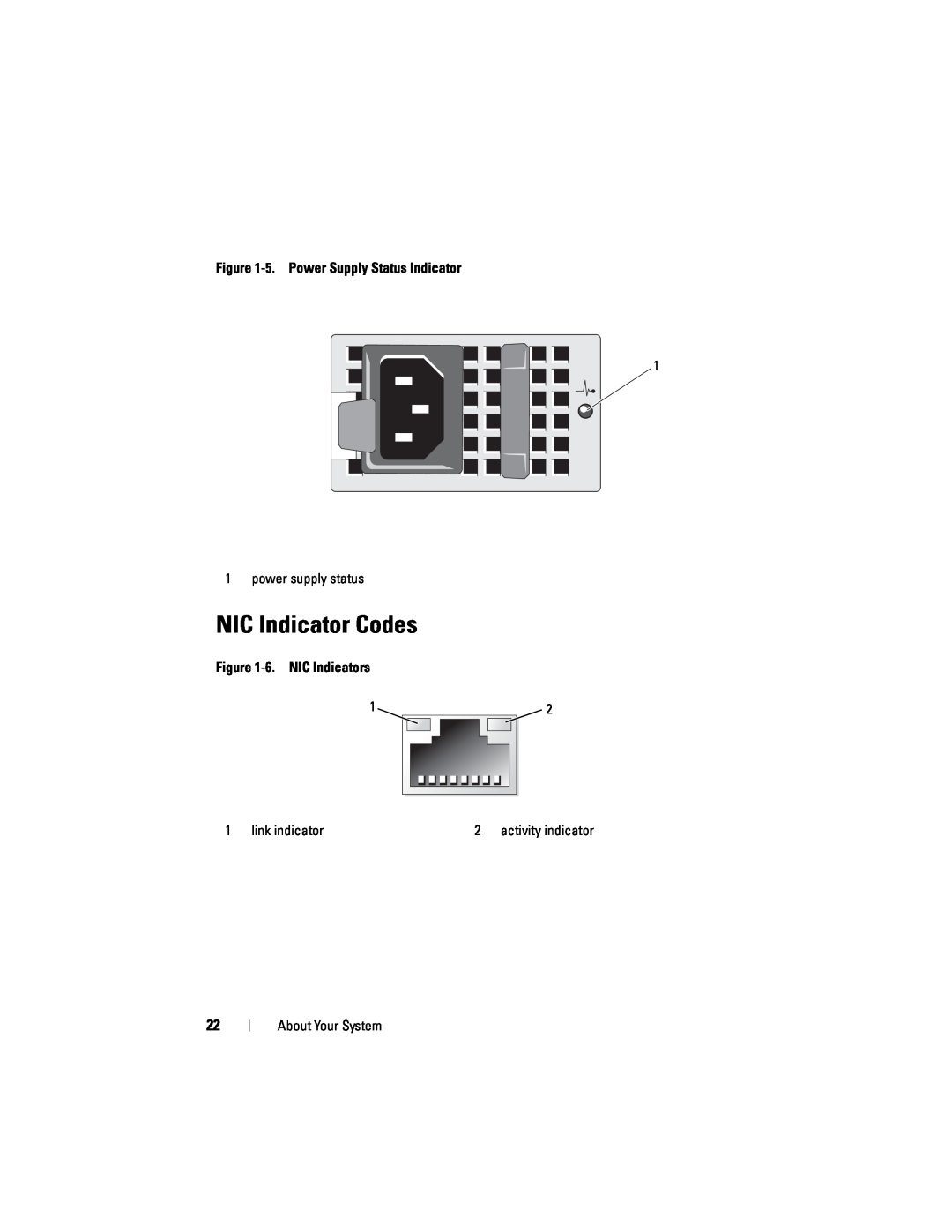 Dell R610 owner manual NIC Indicator Codes, 6. NIC Indicators, activity indicator 