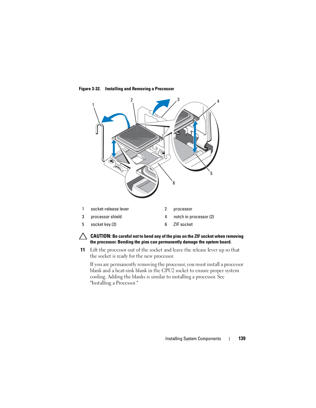 Dell R710 owner manual 139, Socket key ZIF socket 