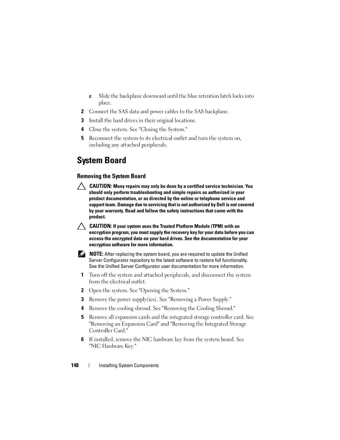 Dell R710 owner manual Removing the System Board 