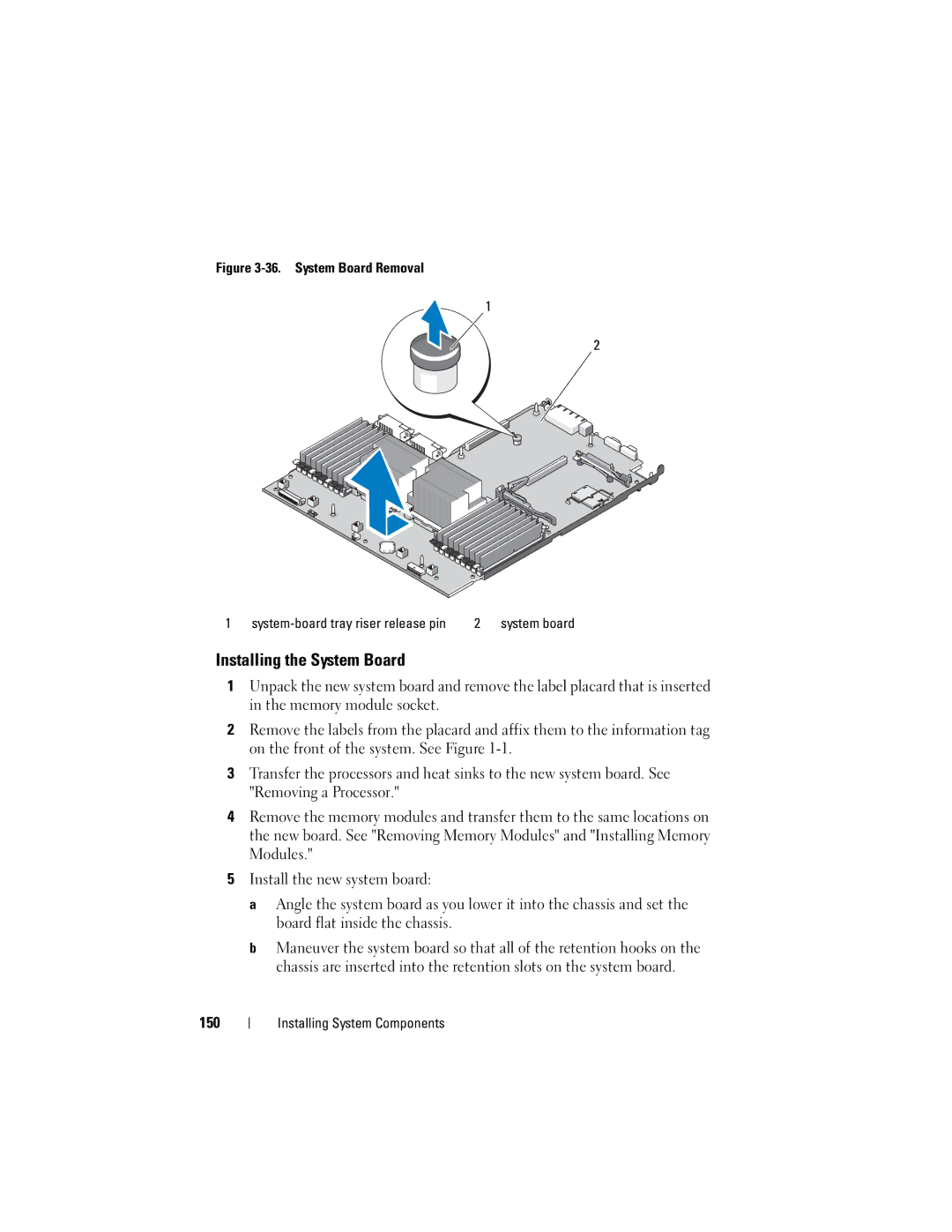 Dell R710 owner manual Installing the System Board, 150 