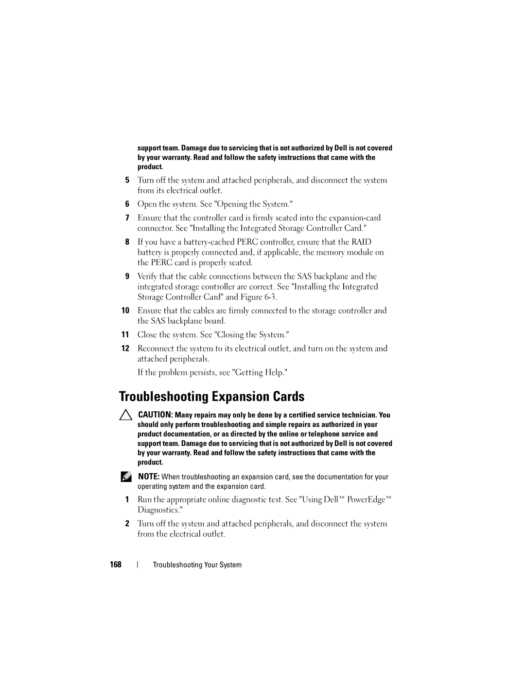 Dell R710 owner manual Troubleshooting Expansion Cards 