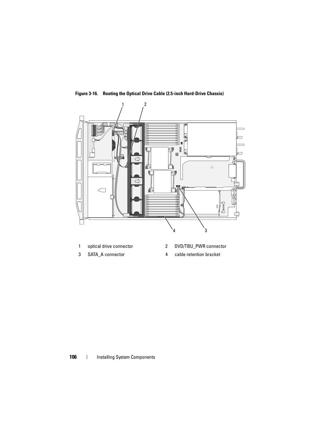 Dell R710 owner manual 106, Sataa connector Cable retention bracket 