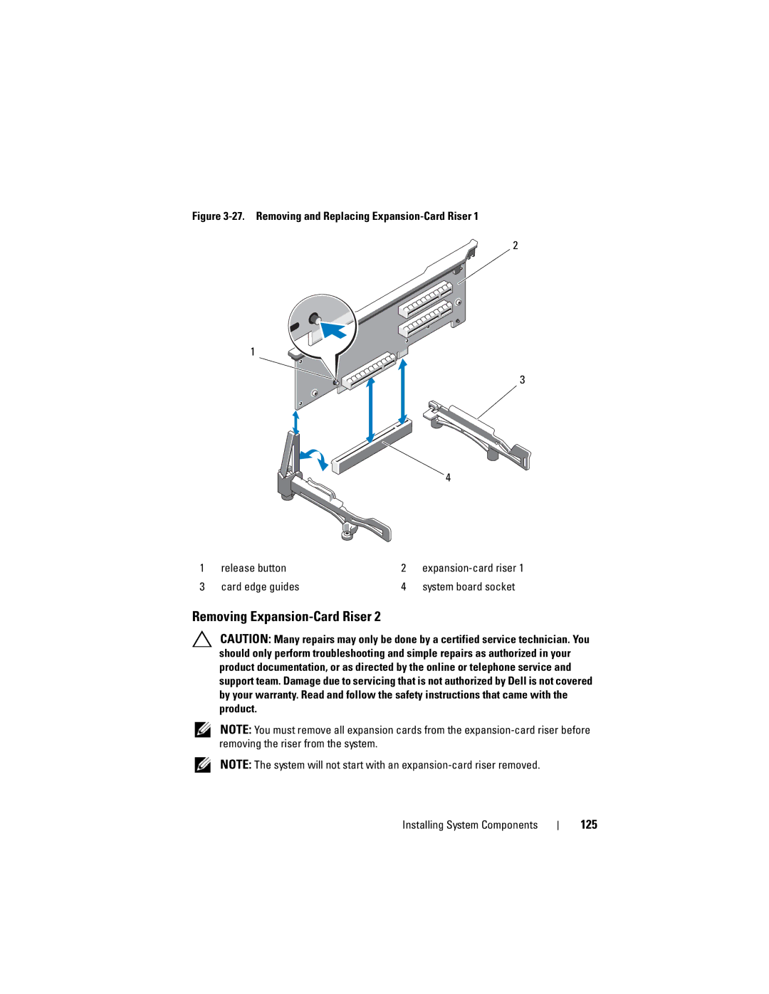 Dell R710 owner manual 125, Card edge guides 