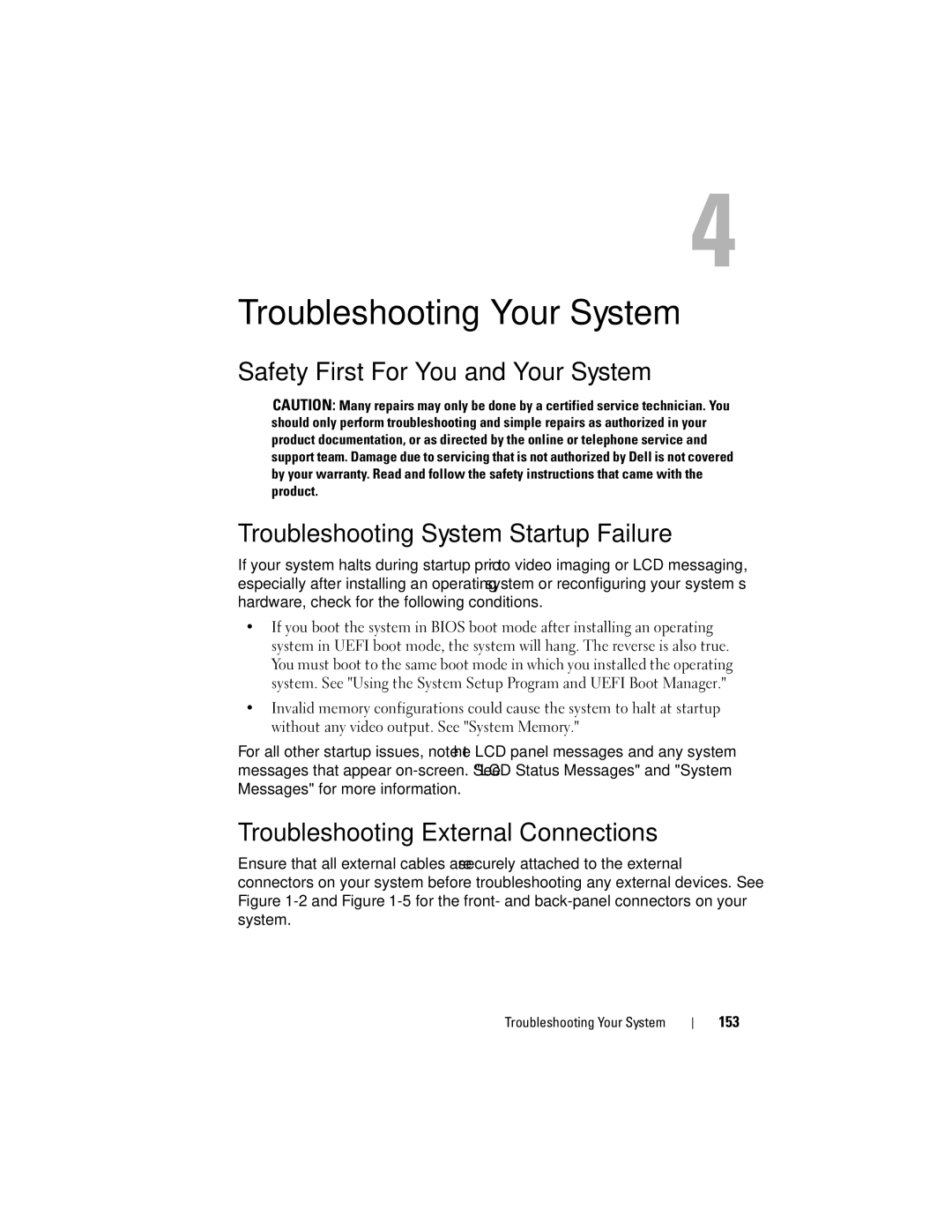 Dell R710 owner manual Troubleshooting External Connections, 153, Troubleshooting Your System 