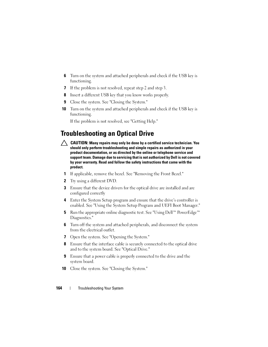 Dell R710 owner manual Troubleshooting an Optical Drive 