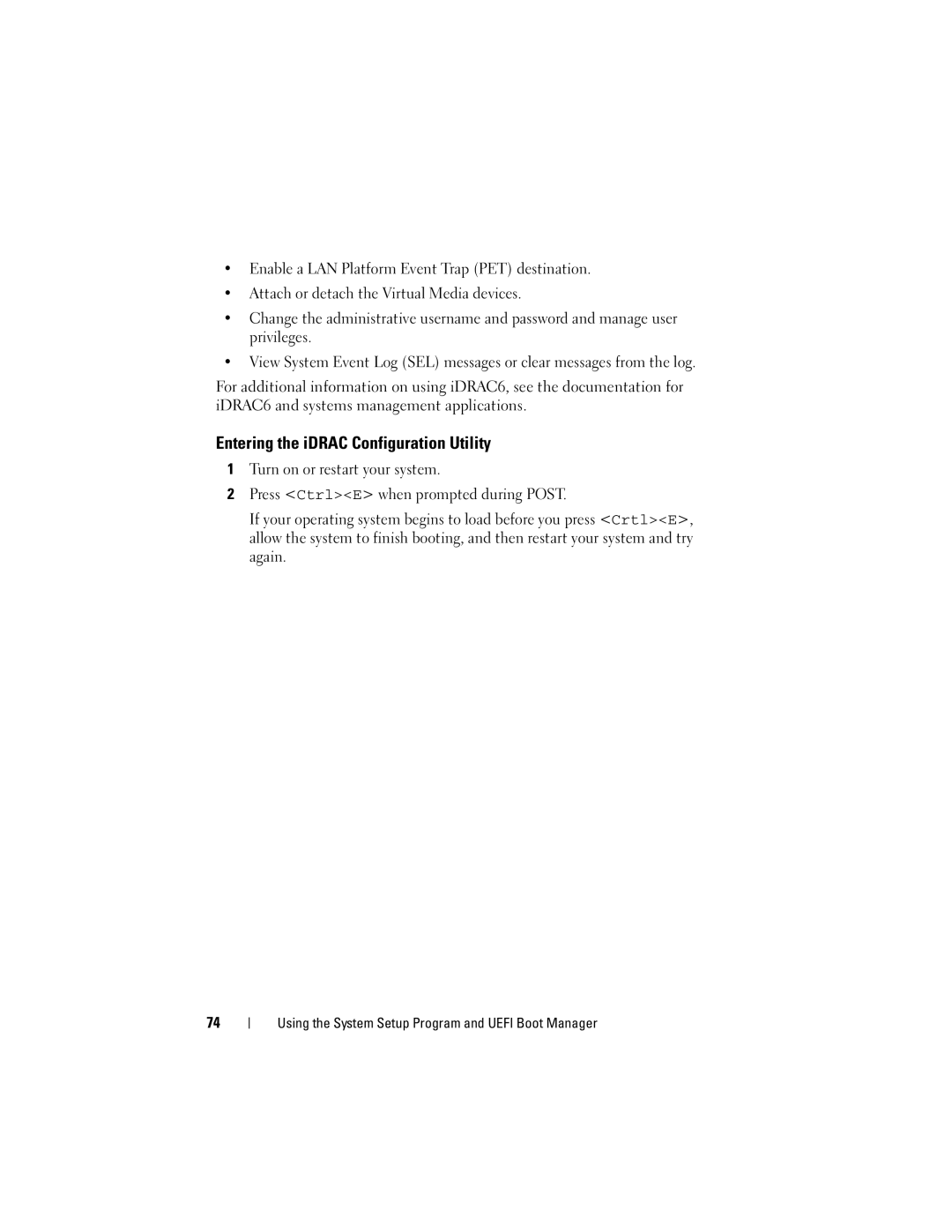 Dell R710 owner manual Entering the iDRAC Configuration Utility 