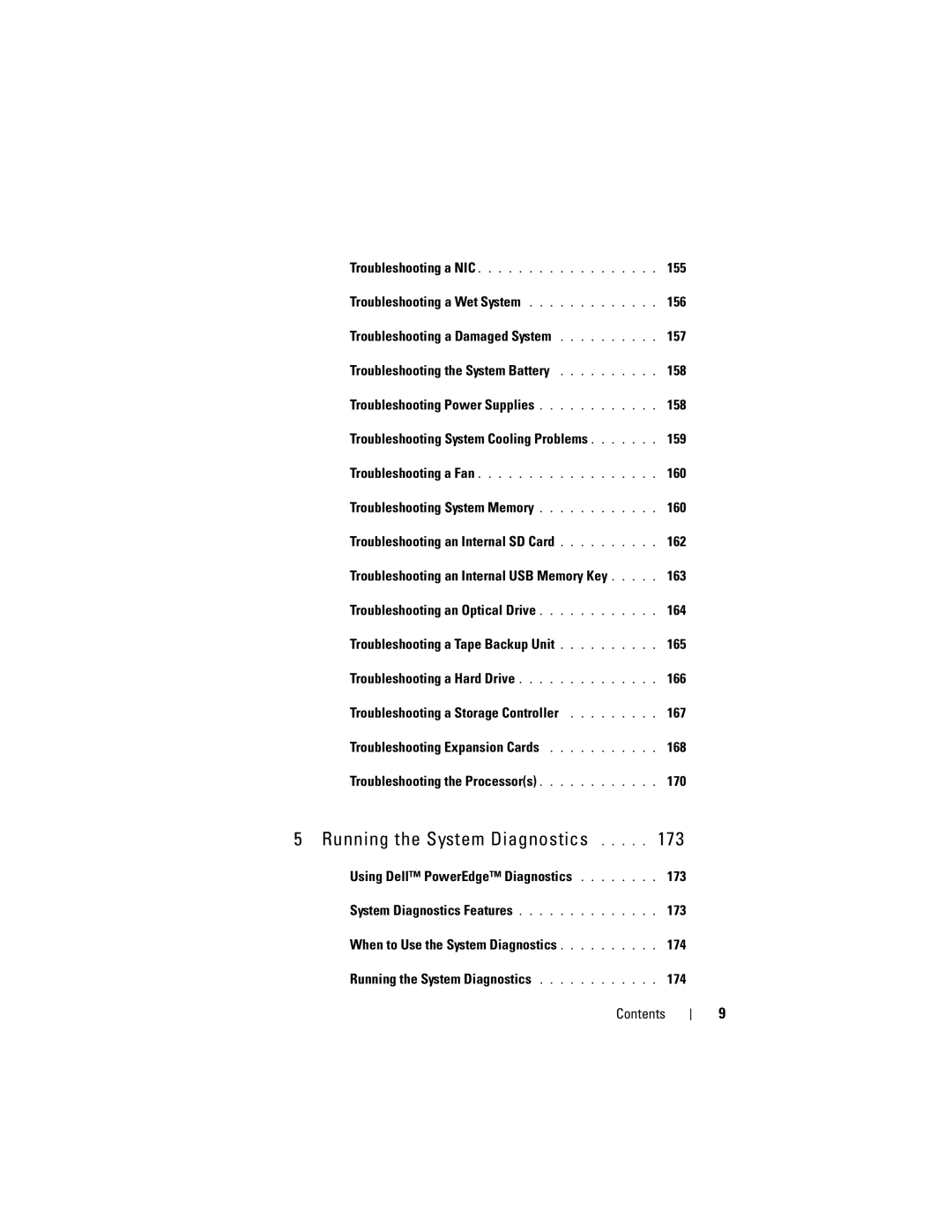 Dell R710 owner manual 155, 159, 160, System Diagnostics Features 