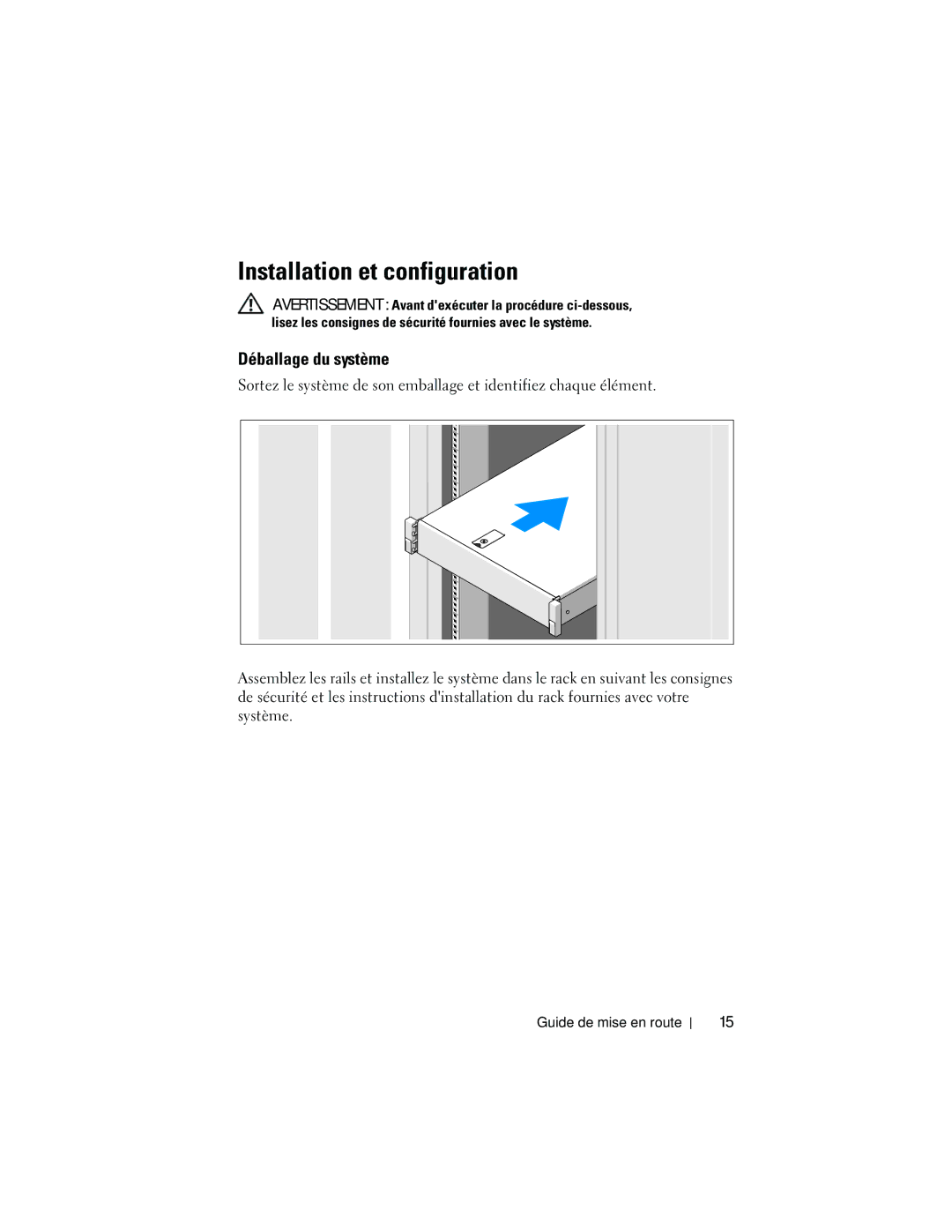 Dell R715 manual Installation et configuration, Déballage du système 