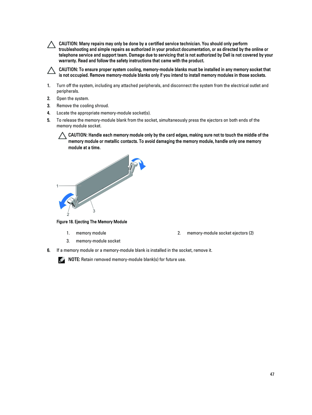 Dell R720XD owner manual Open the system 3.Remove the cooling shroud 