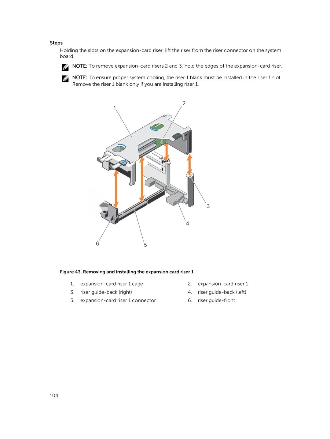 Dell R730xd owner manual Removing and installing the expansion card riser 