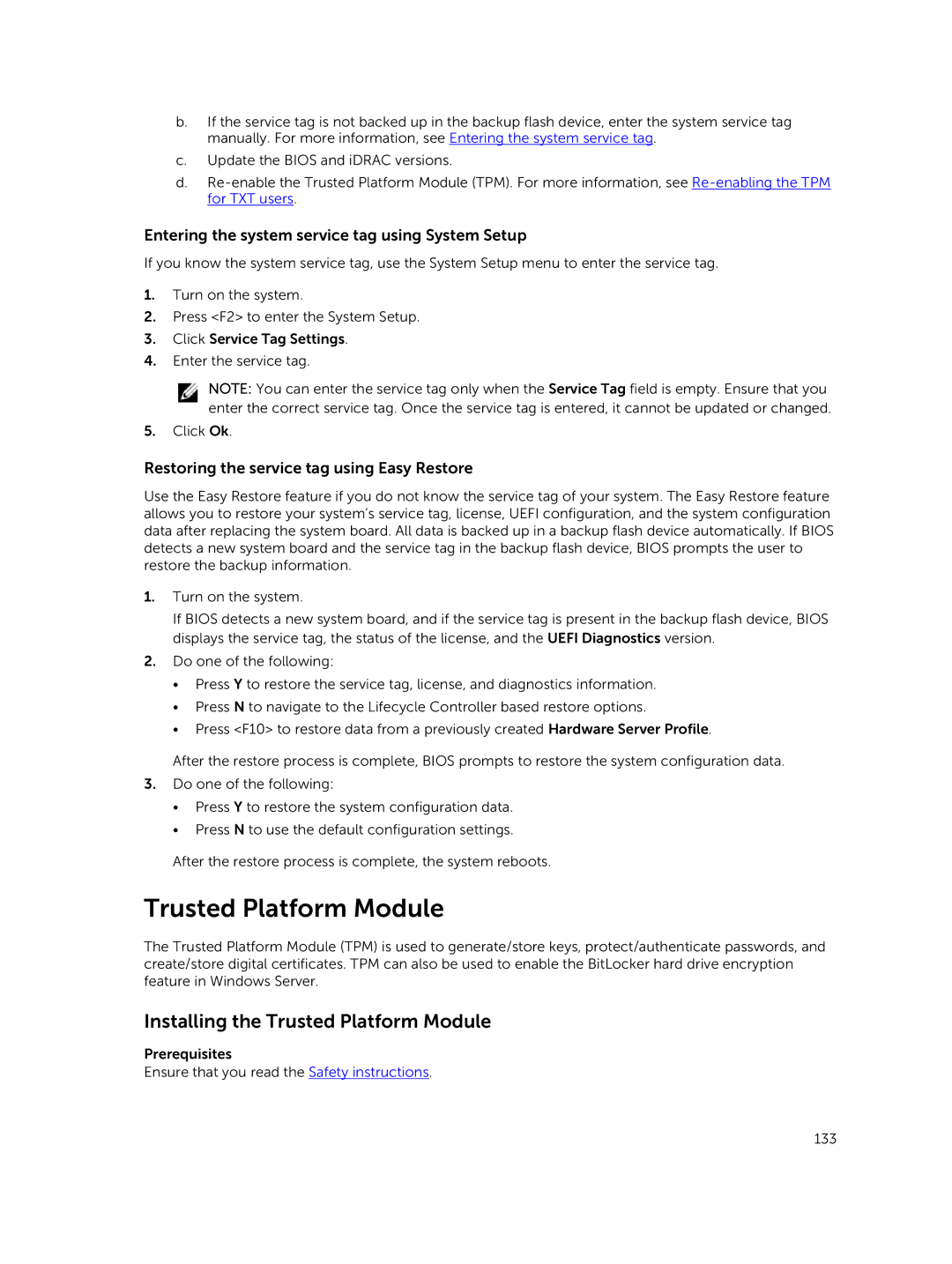 Dell R730xd owner manual Installing the Trusted Platform Module 