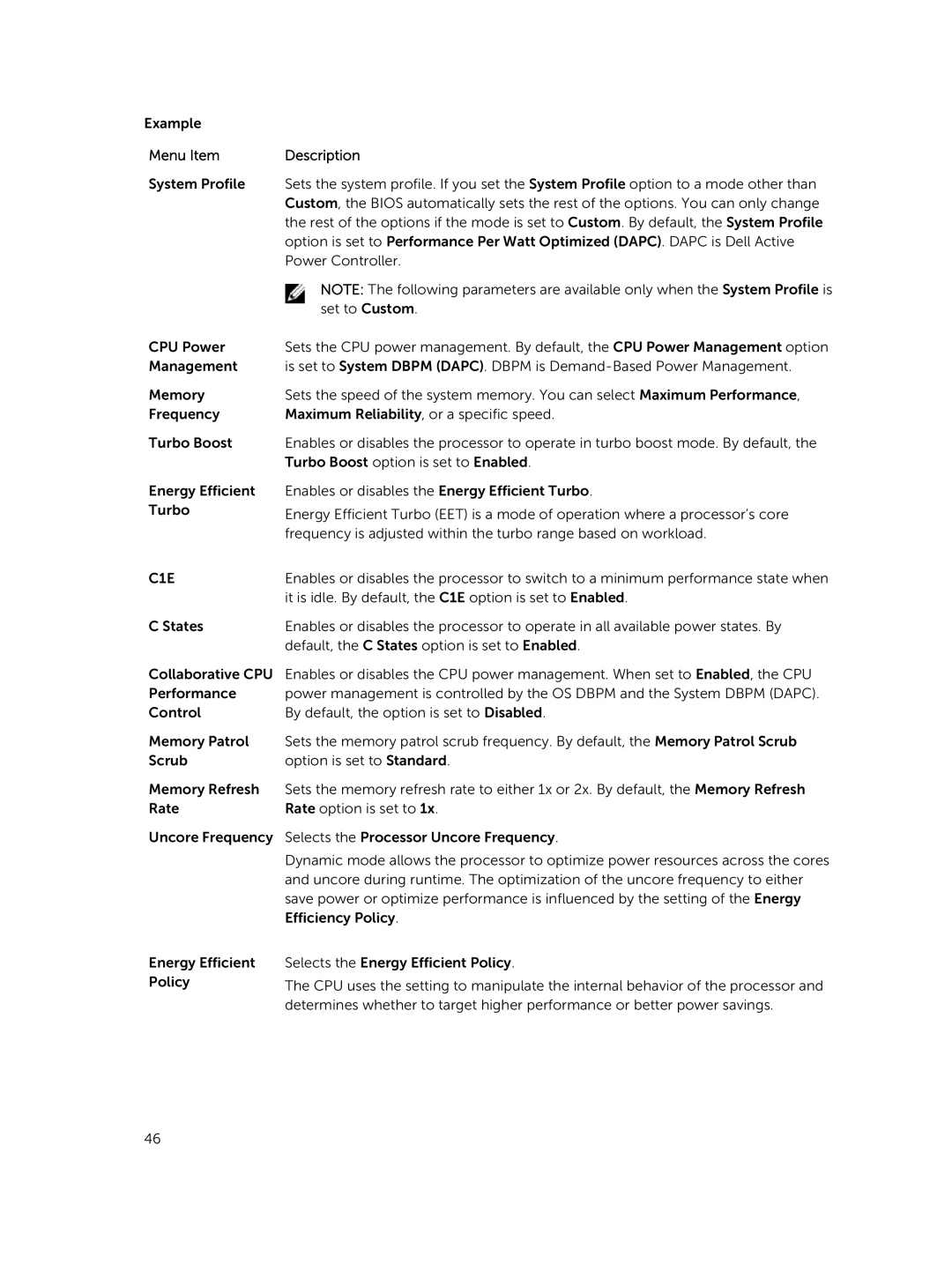 Dell R730xd owner manual C1E 